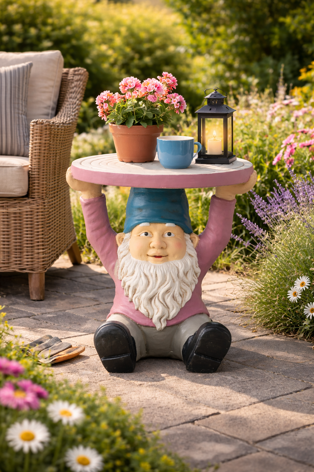 Beistelltisch Helmuth Zwergform Magnesia Handbemalt Grau Lila