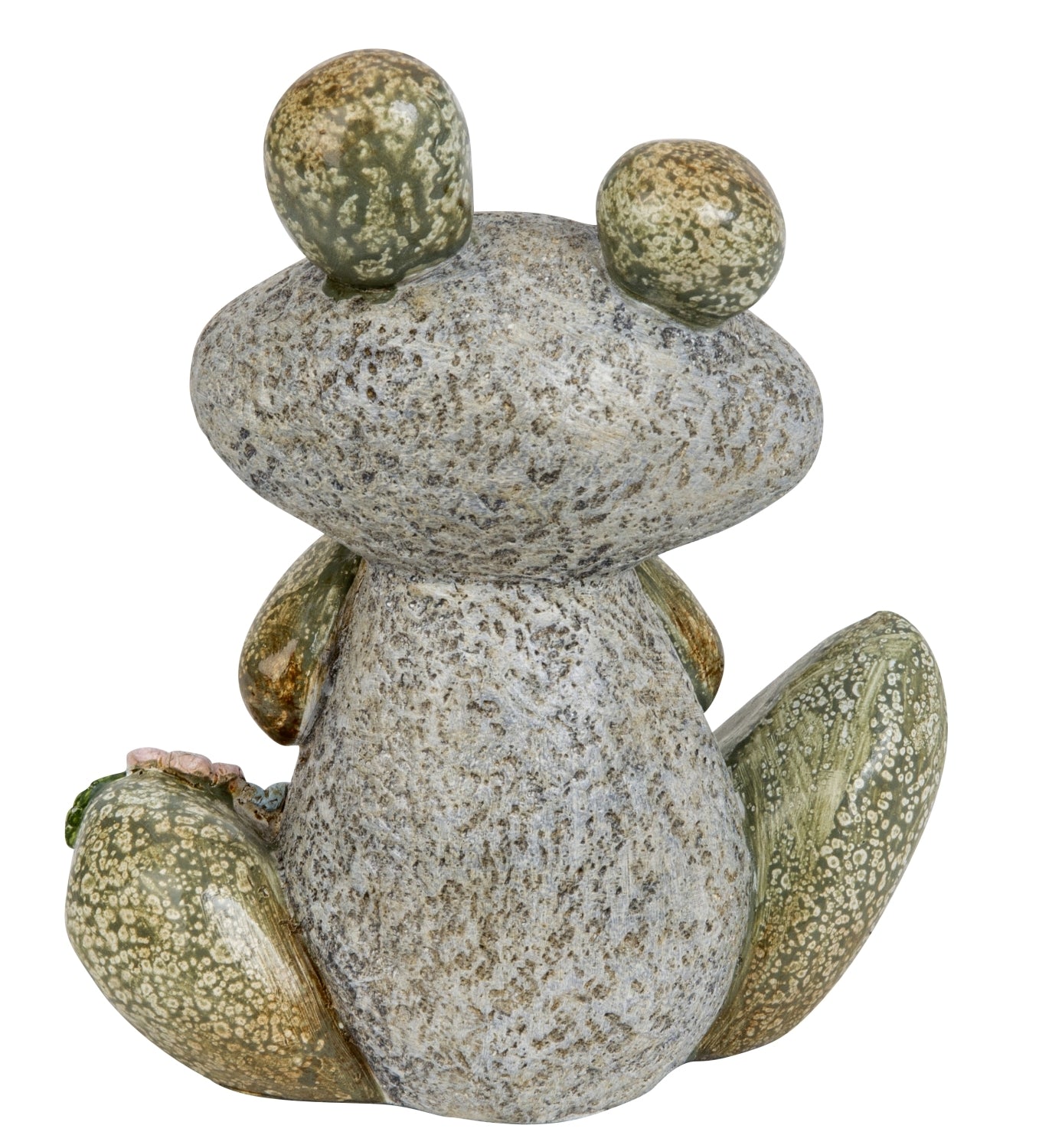 Dekofigur Steinfrosch Emil mit Blumen aus Polyresin 19cm