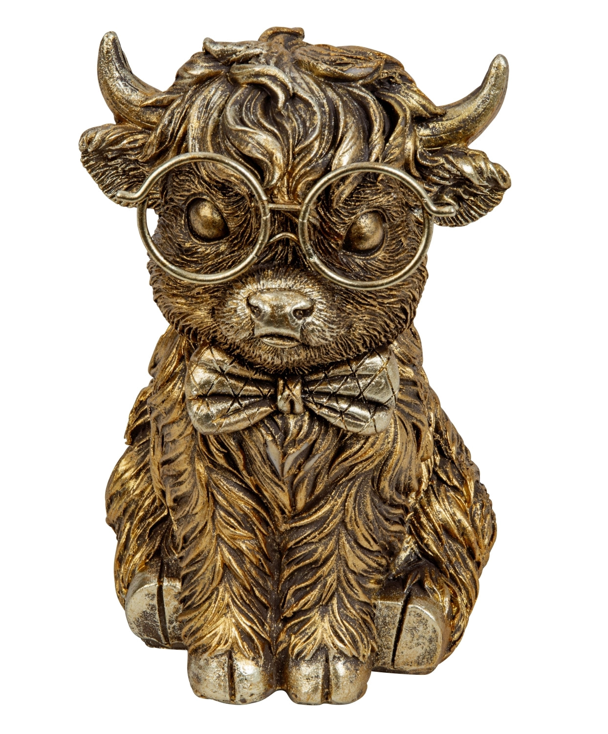 Dekofigur Highland Bravino Gold mit Brille