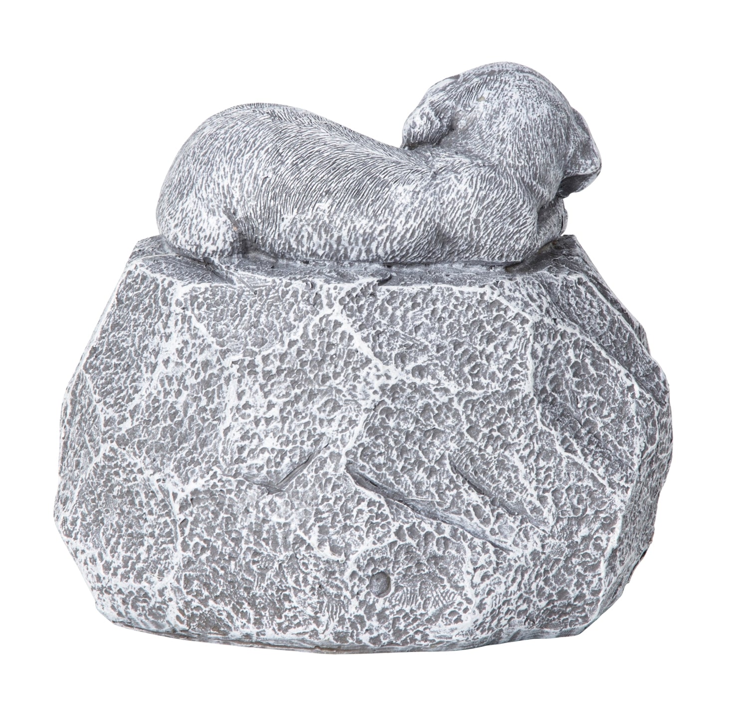 Treuer Begleiter Hund auf Grabstein 15 cm aus Polyresin – Gedenkfigur in Grau