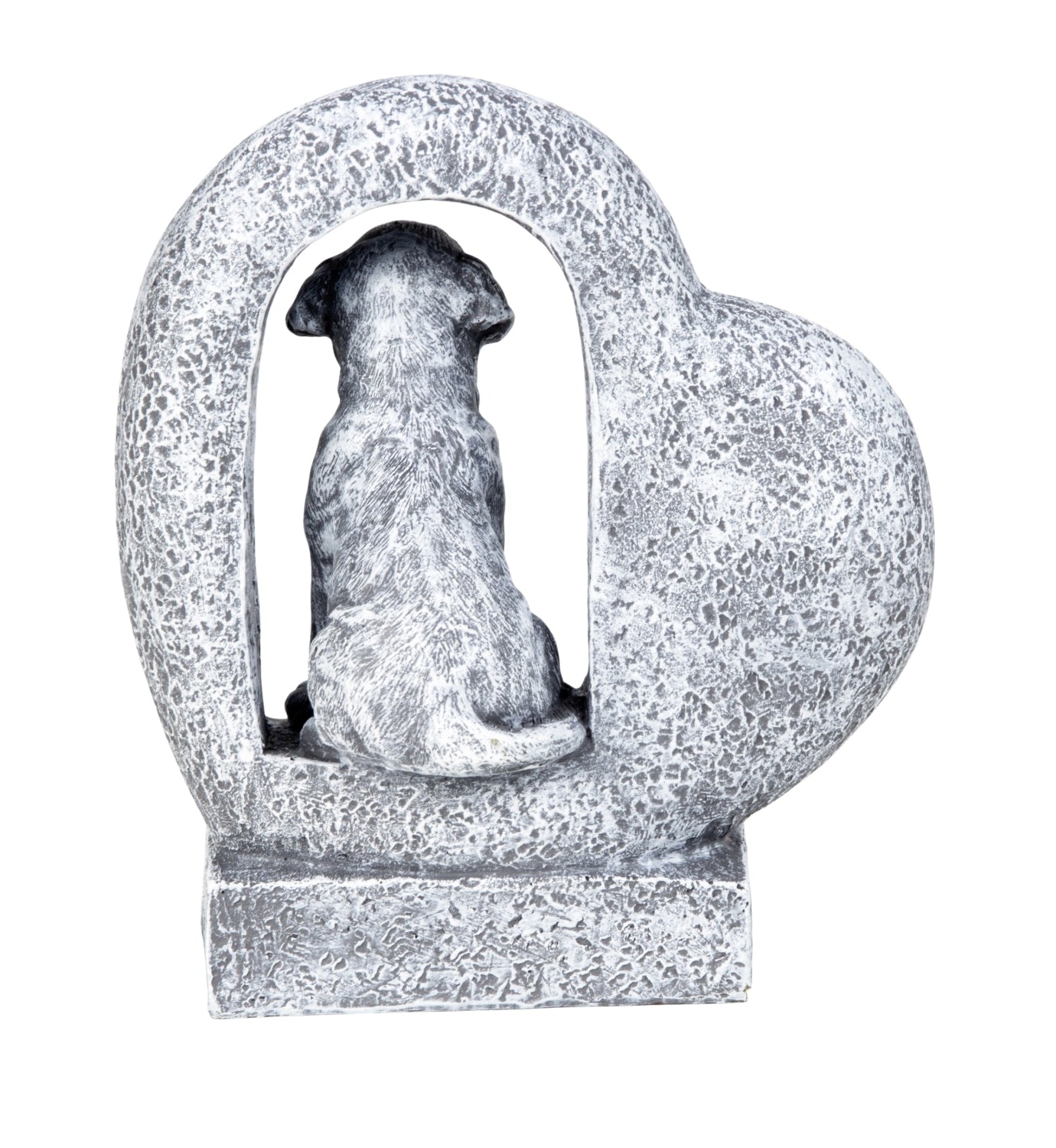 Ewige Treue Hund im Grabherz 21,5 cm aus Polyresin Gedenkfigur in Grau