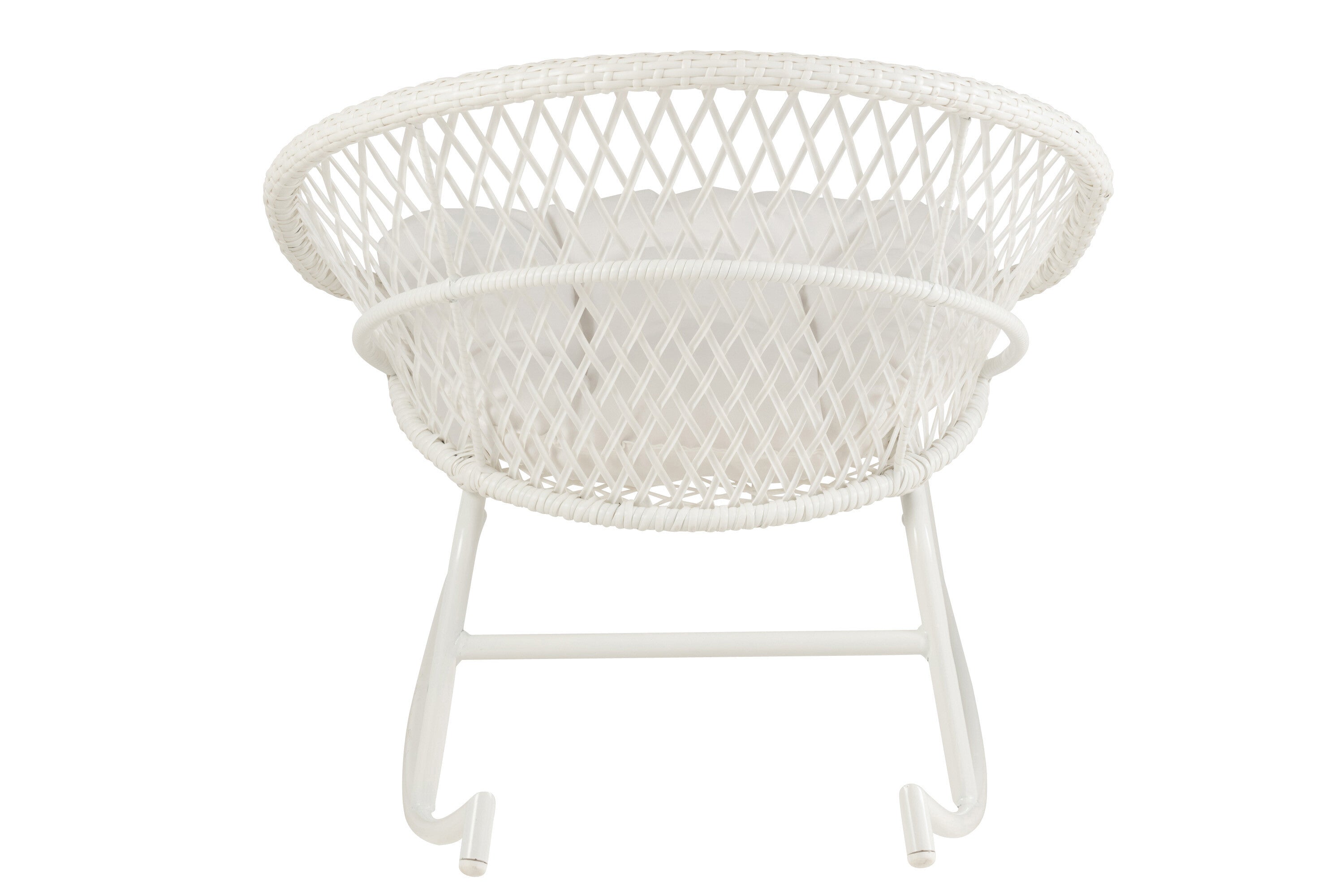 Zayo Schaukelstuhl aus Metall/Rattan mit Kissen Perfektes Relaxen im Freien in Weiß oder Naturell