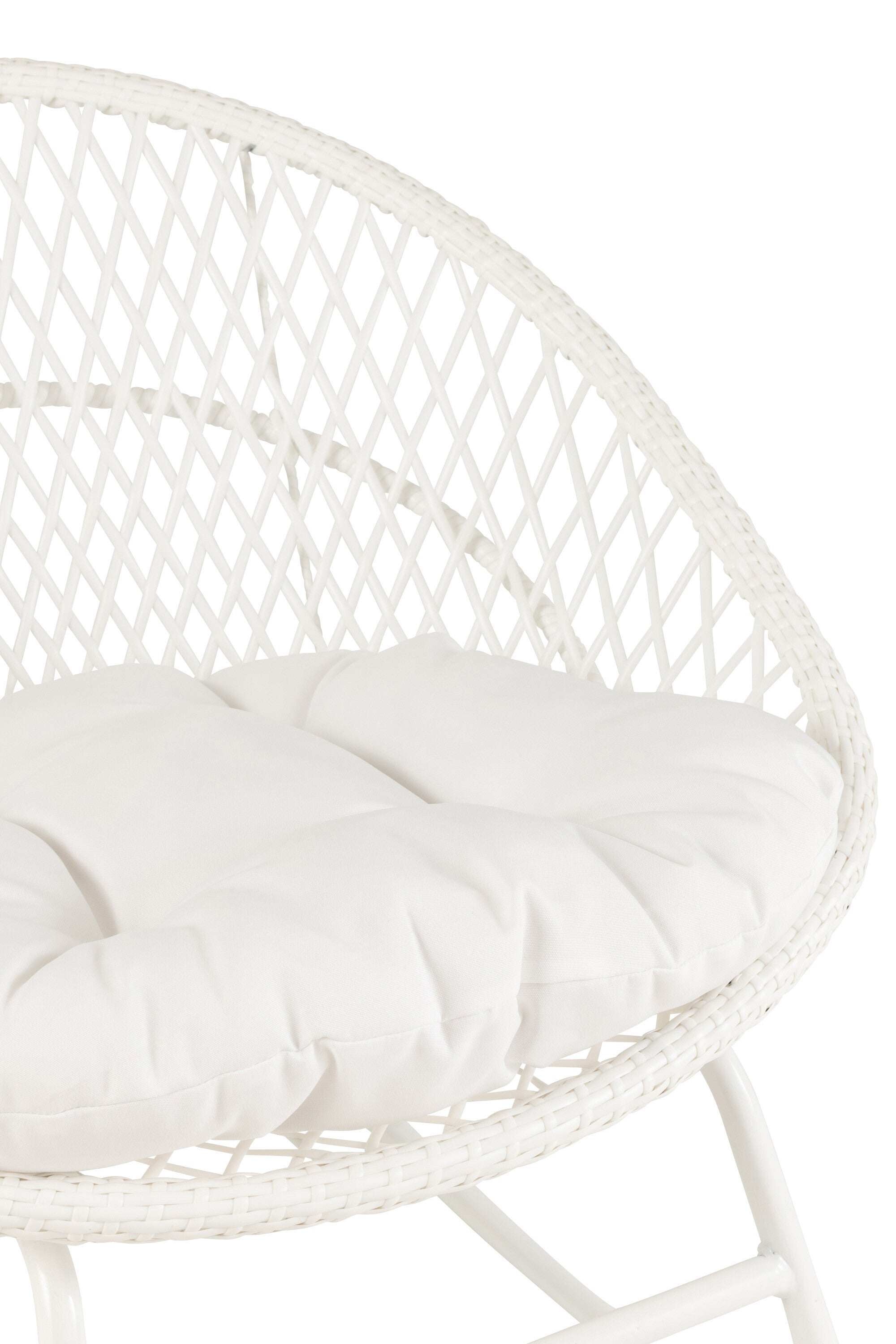 Zayo Schaukelstuhl aus Metall/Rattan mit Kissen Perfektes Relaxen im Freien in Weiß oder Naturell