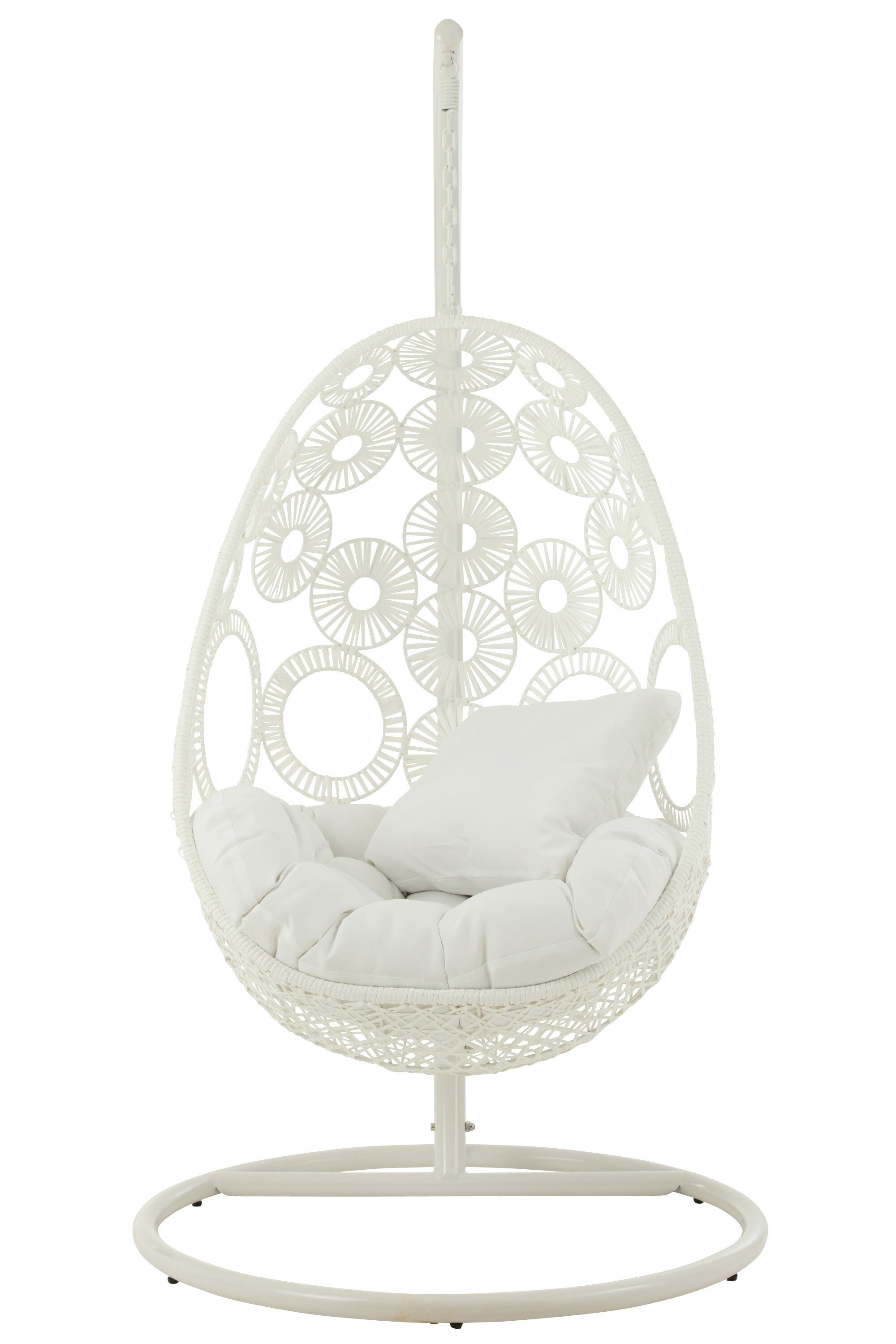 Hängestuhl Bula Weiß mit Kissen Rattan Metall Outdoor 197 cm