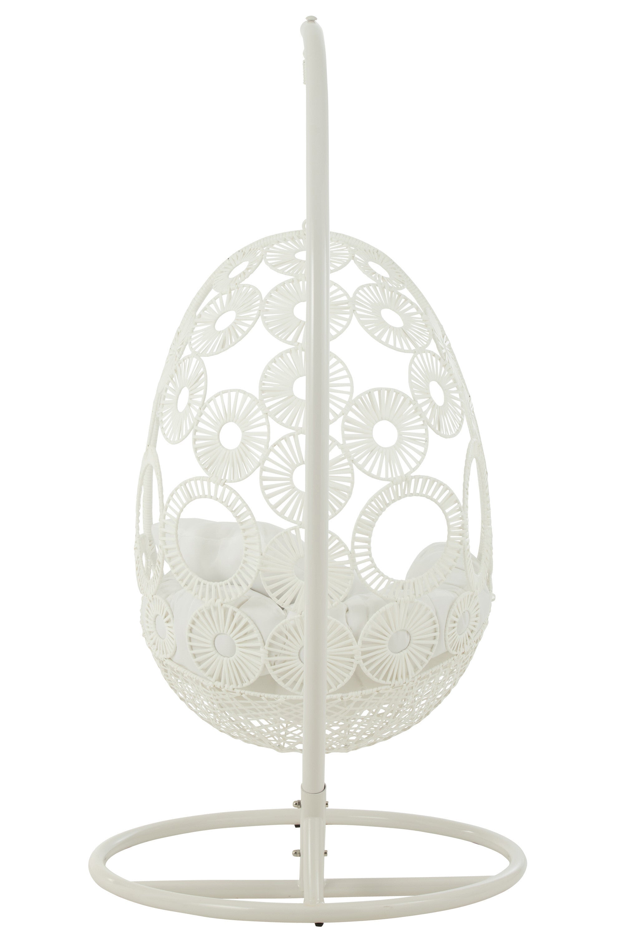 Hängestuhl Bula Weiß mit Kissen Rattan Metall Outdoor 197 cm