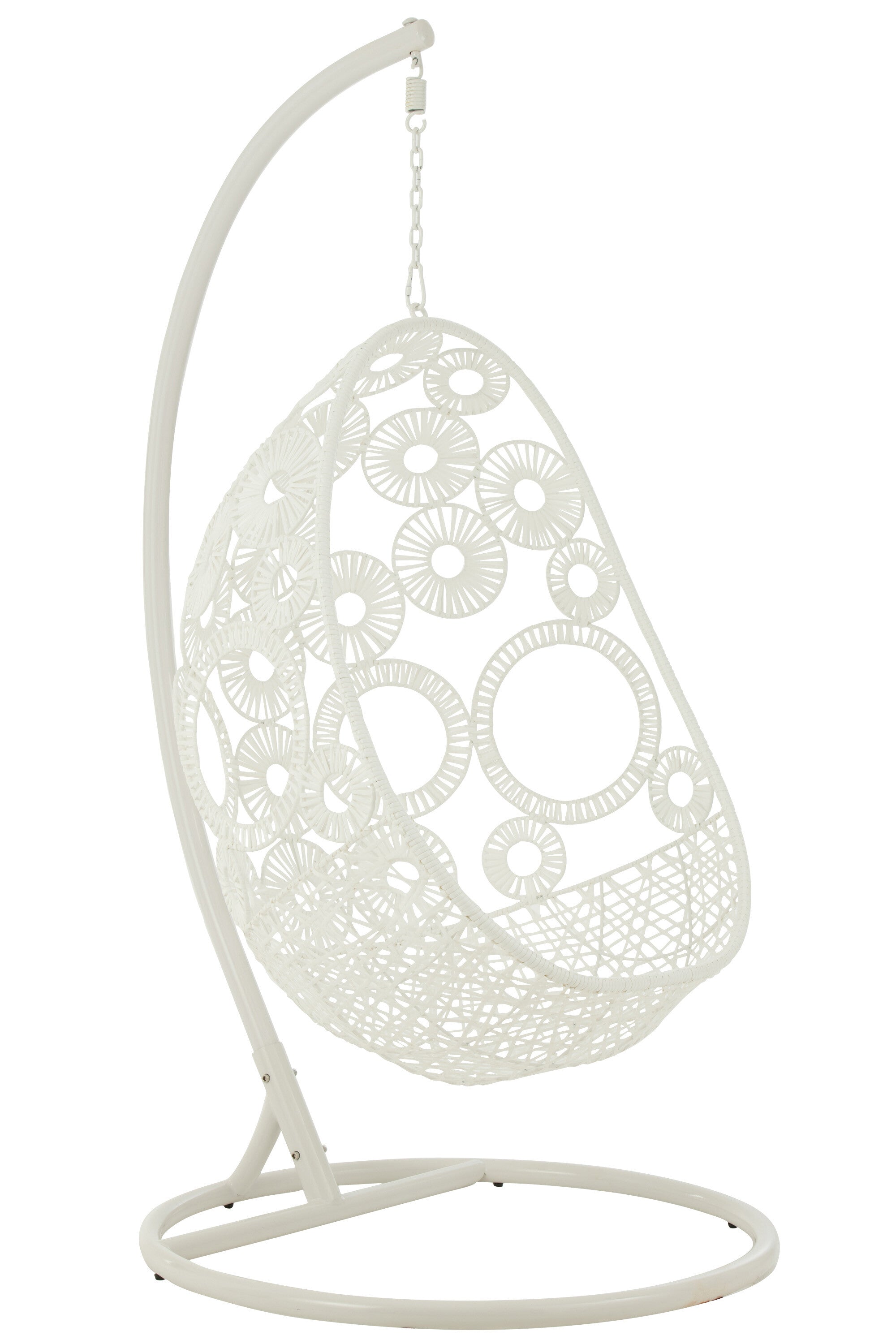 Hängestuhl Bula Weiß mit Kissen Rattan Metall Outdoor 197 cm