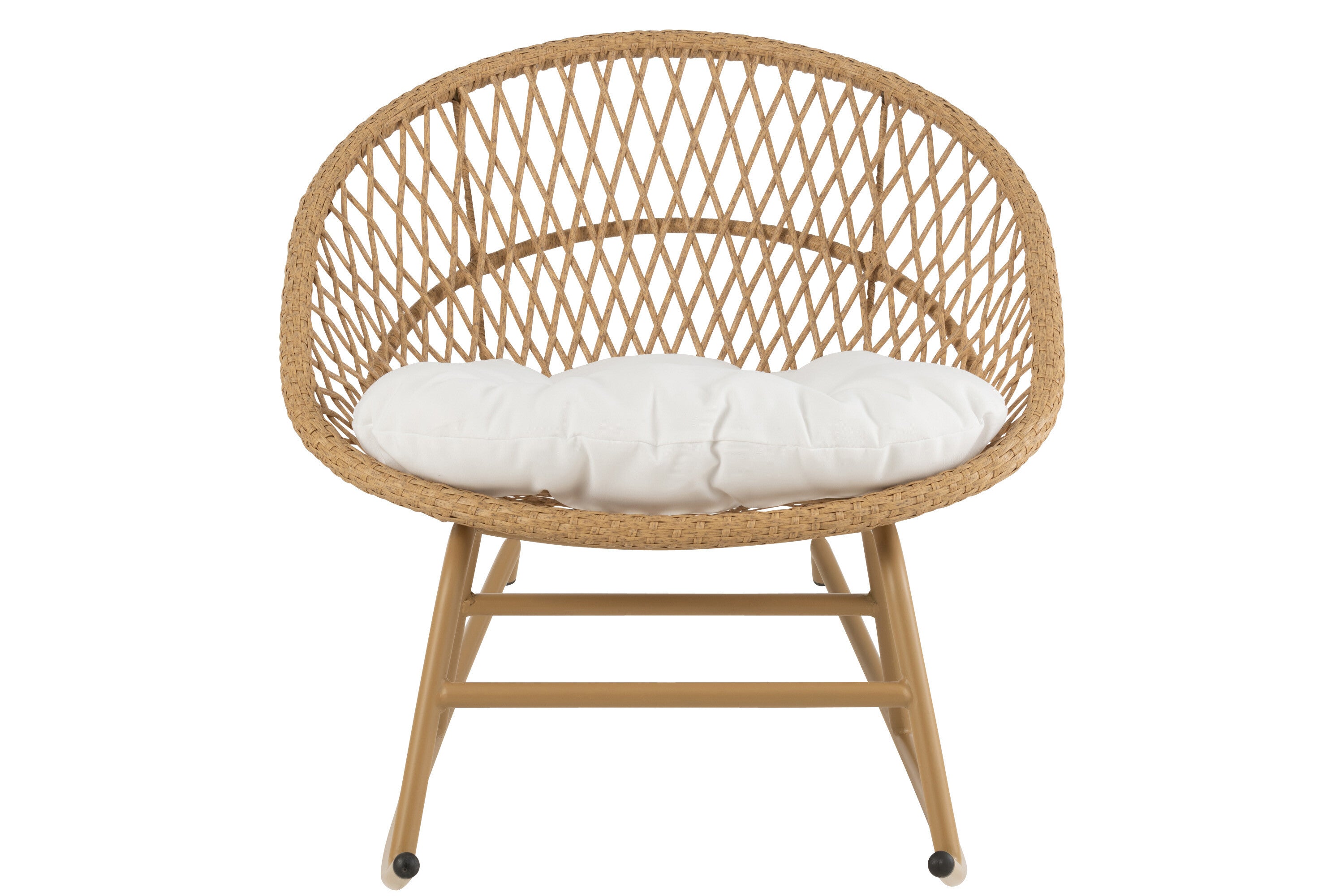 Zayo Schaukelstuhl aus Metall/Rattan mit Kissen Perfektes Relaxen im Freien in Weiß oder Naturell