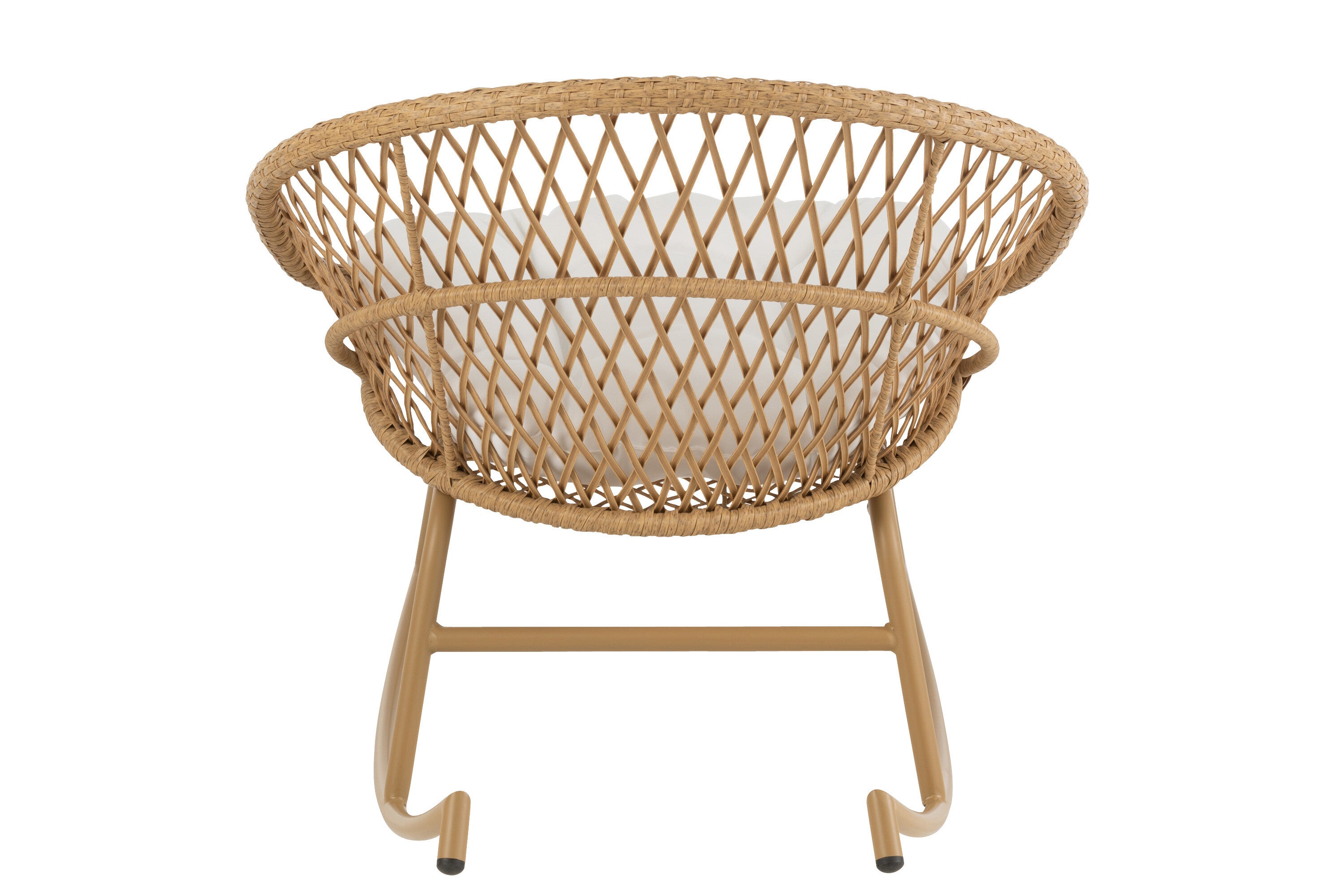 Zayo Schaukelstuhl aus Metall/Rattan mit Kissen Perfektes Relaxen im Freien in Weiß oder Naturell