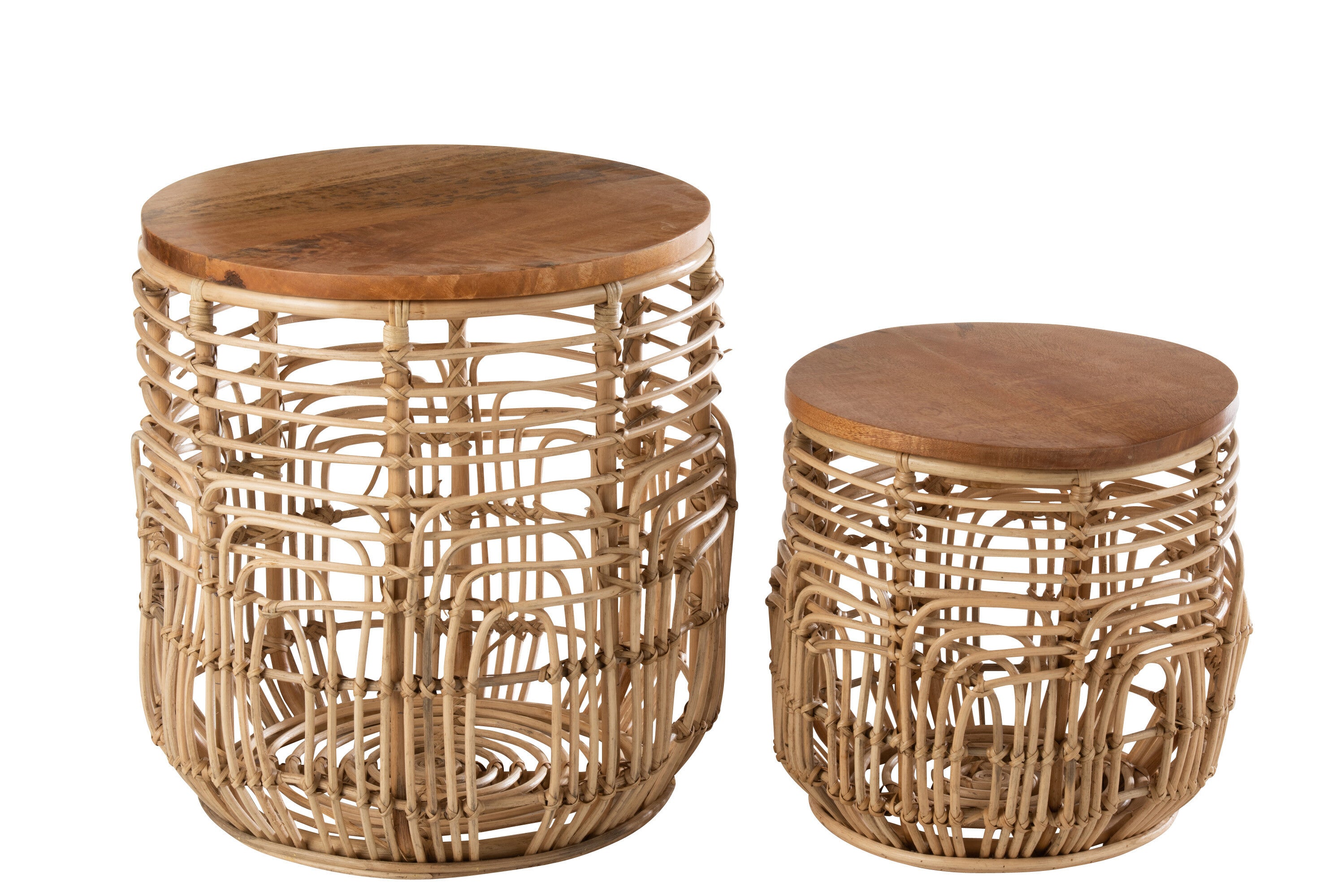 Set of 2 Ellen Rattan Natural Side Tables - A charming and versatile addition to your home