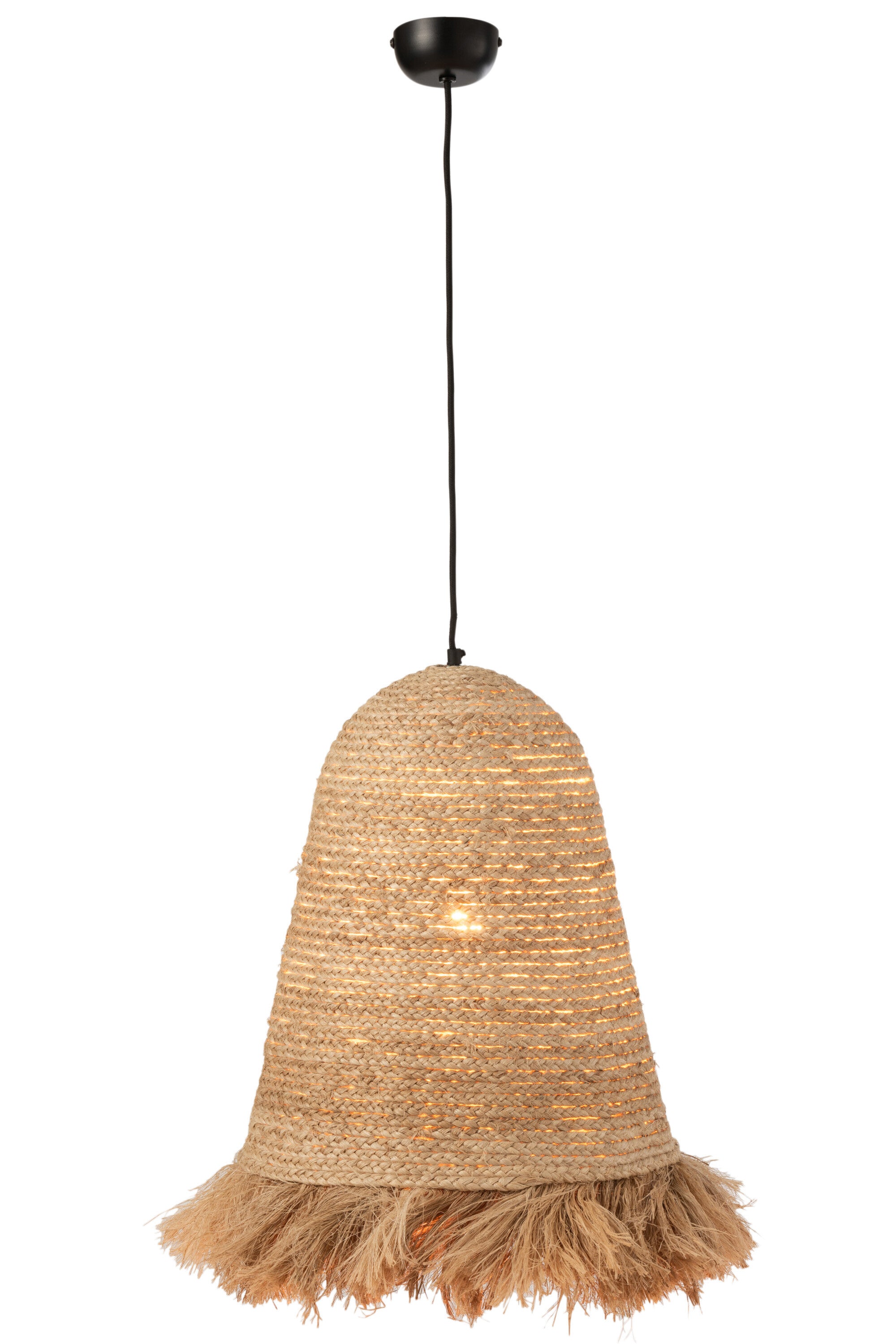 Exquisite Hängelampe Ozie aus Bananenfaser – Wählbar in Schwarz oder Naturton