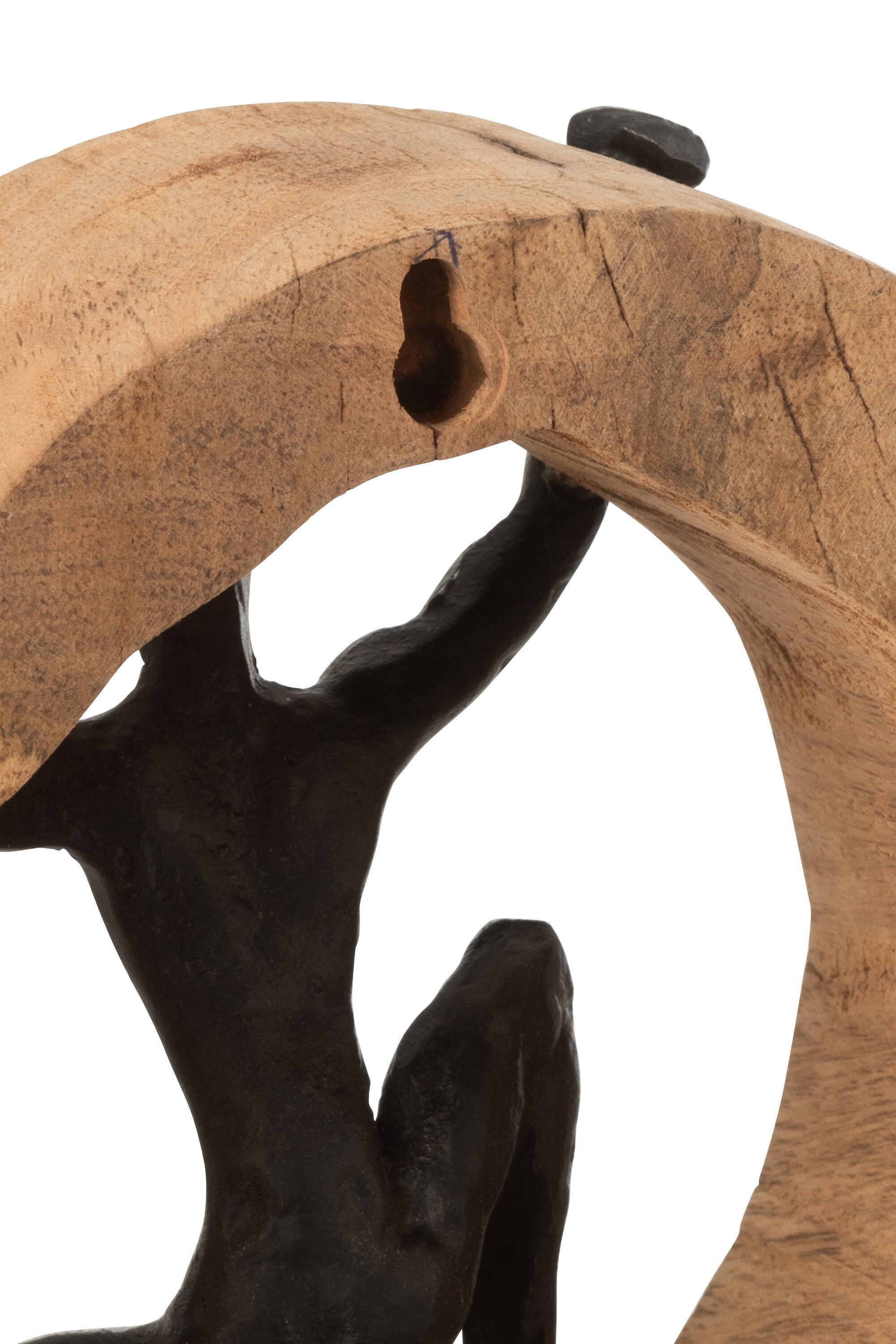 3-teiliges Wanddekoration-Set Kletternde Figuren aus Mangobaum und Aluminium in Schwarz