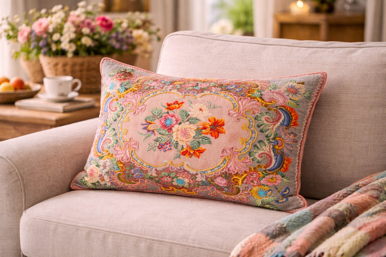 Kissen Florentine Rosalia Rechteck Baumwolle