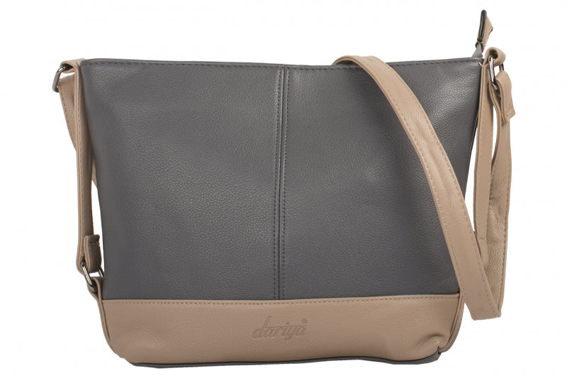Dariya schoudertas dames PU leer grijs beige alledaags 27cm