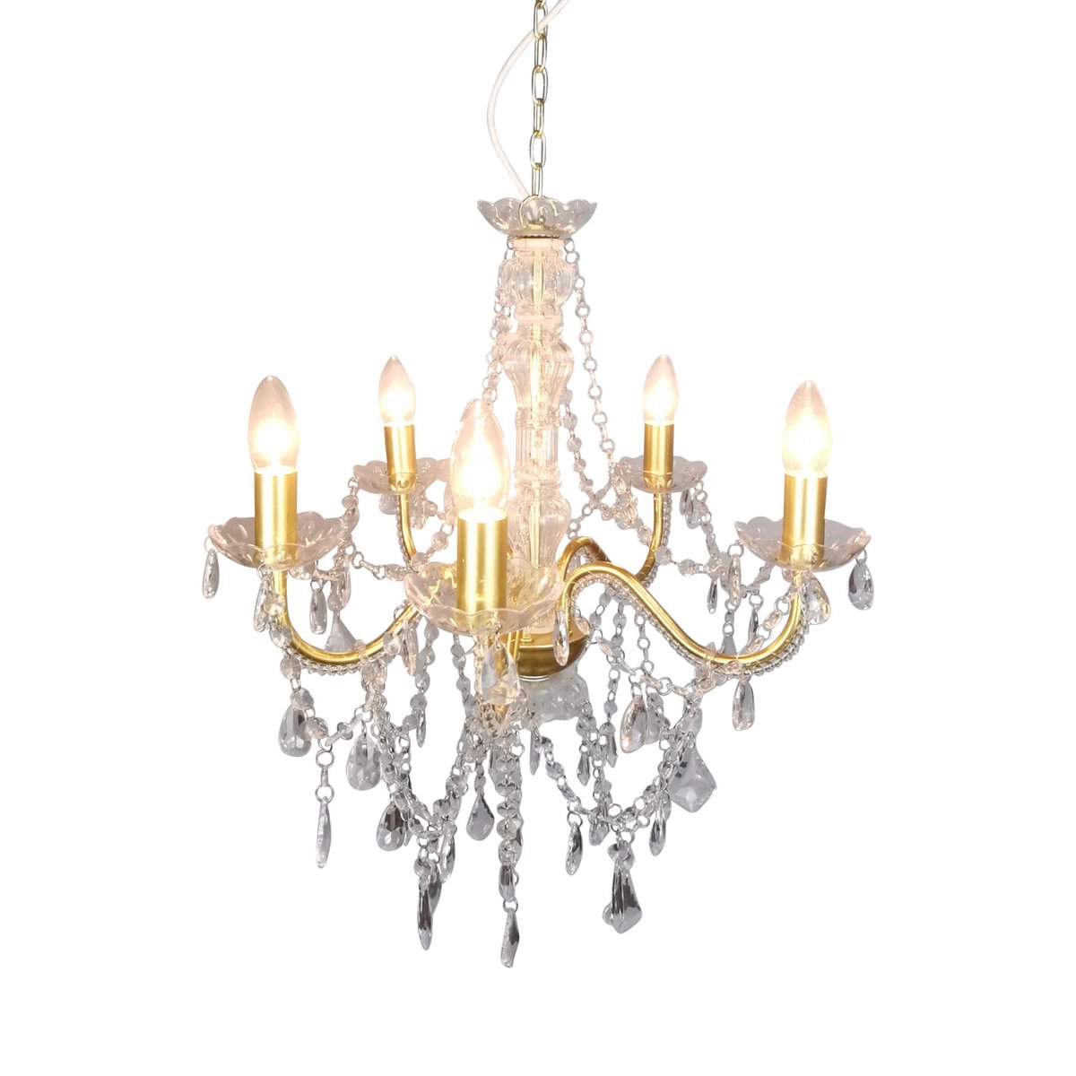 5er Krone "Cecilia" Ø 52 cm, aus Metall und Acryl, in Gold, E14