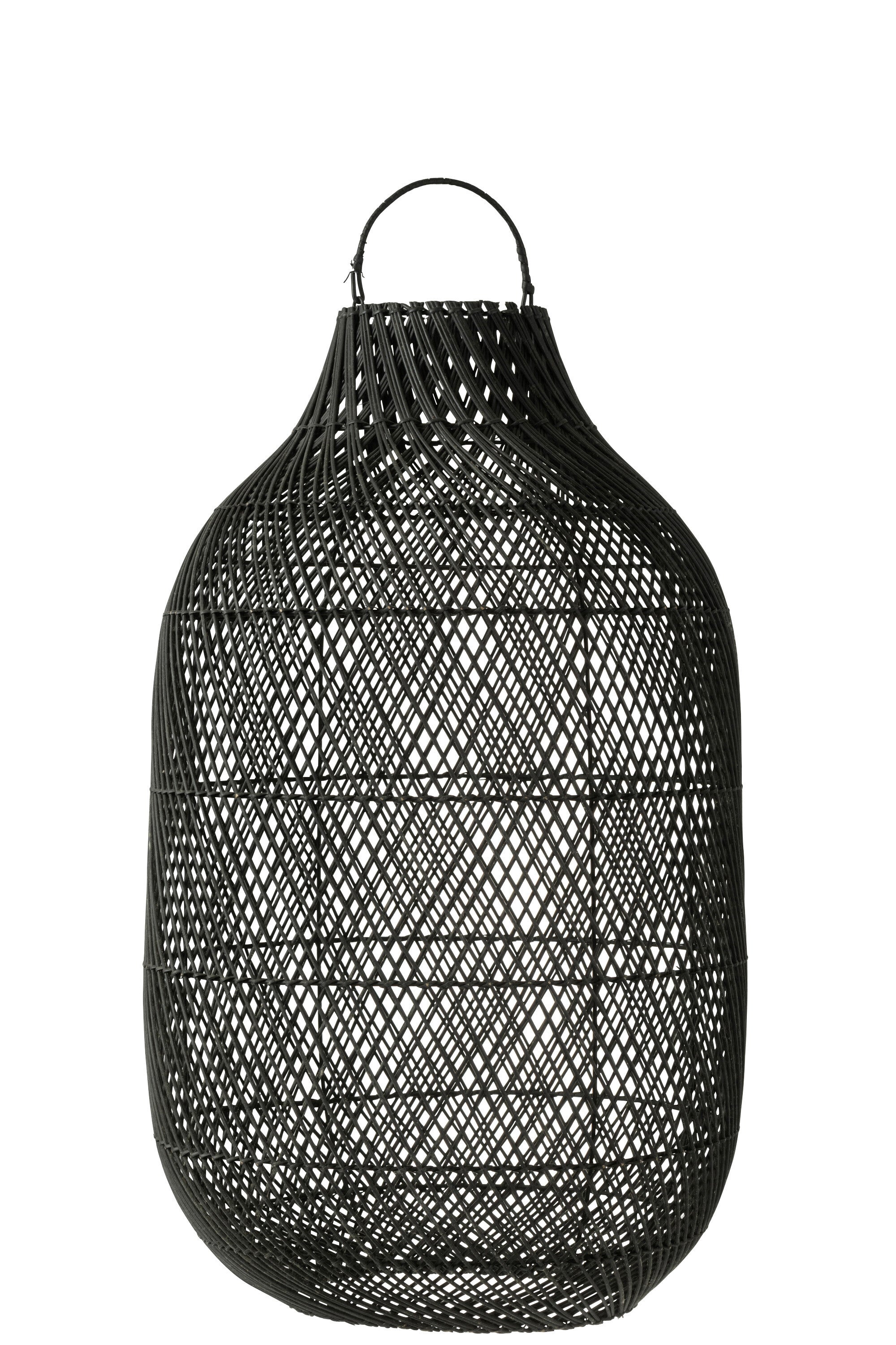 Laterne im XL-Format aus Rattan in elegantem Schwarz
