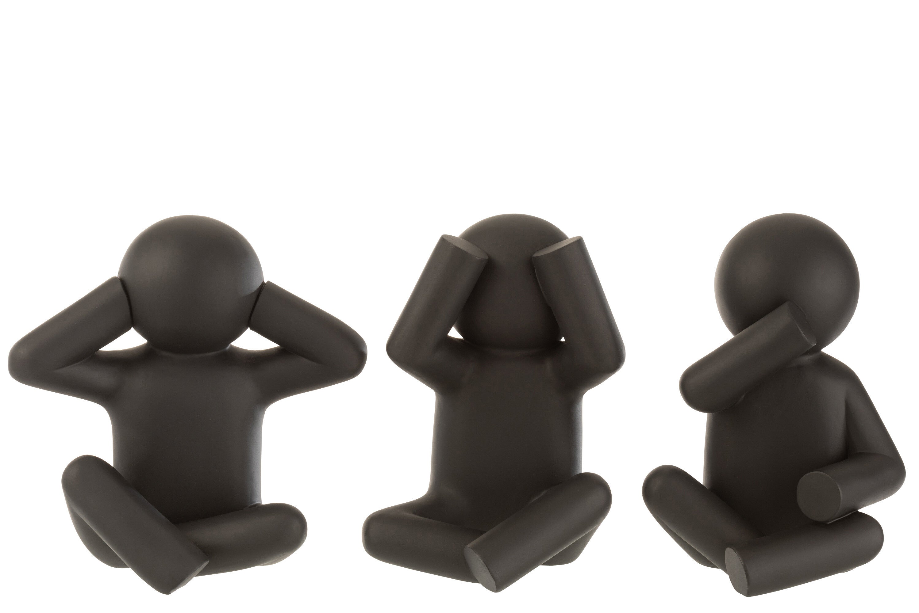 P'tit Maurice Zittende Horen/Zie/Stilte-figuren, Poly Zwart