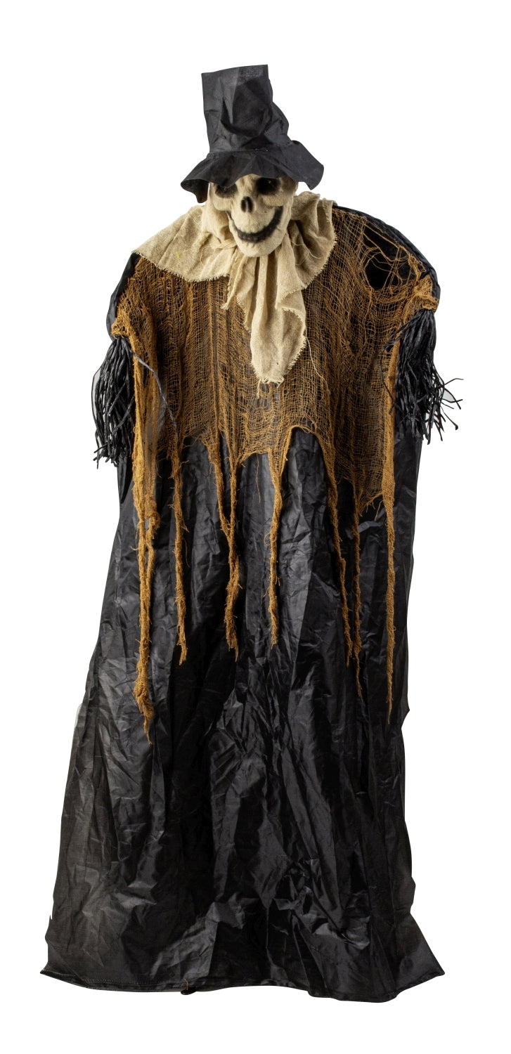 Skelett Vogelscheuche Grimhalm mit Sound Bewegung und LED 165cm