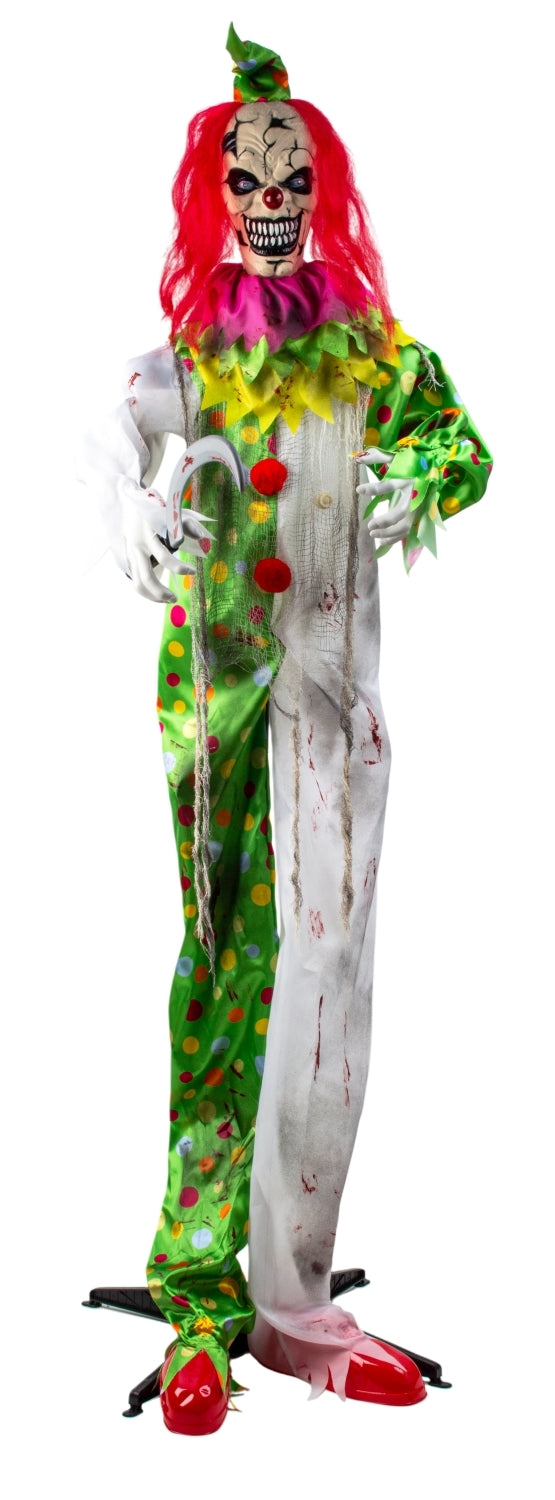 Horror Clown Grinzo mit Sound LED und Bewegung 170cm
