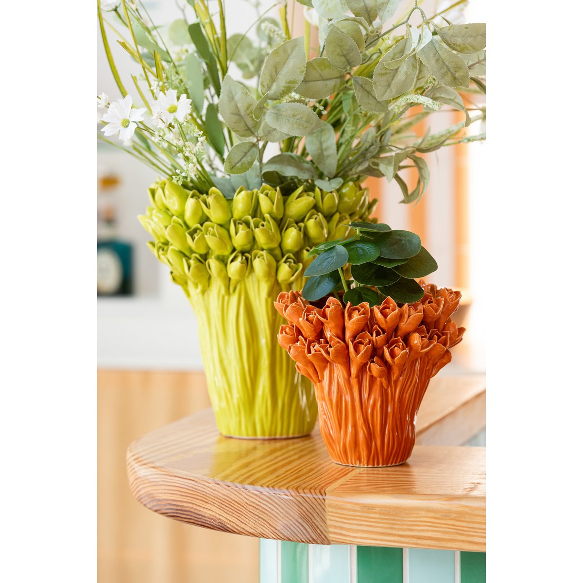 J-Line Vase Ambrosia Keramik Grün Groß