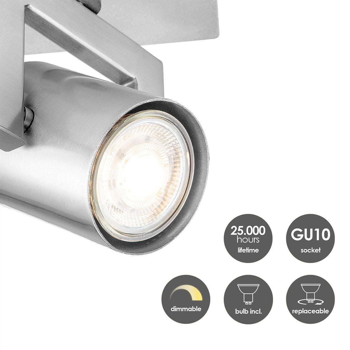 Aufbaustrahler Concrete 4 - inkl. dimmbarer LED-Lampe - Beton