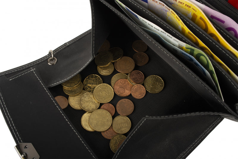 Kellnerbörse BlackHunter mit Halfter und Kette Leder Schwarz