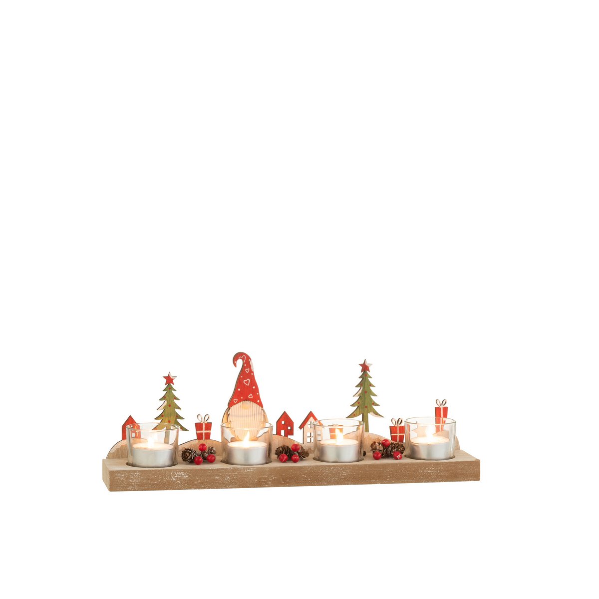 J-Line Teelichthalter Weihnachten – Holz/Metall