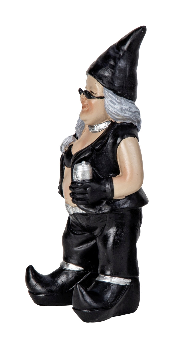 Dekofigur Rockerzwergin Biker Lady aus Polyresin 19cm
