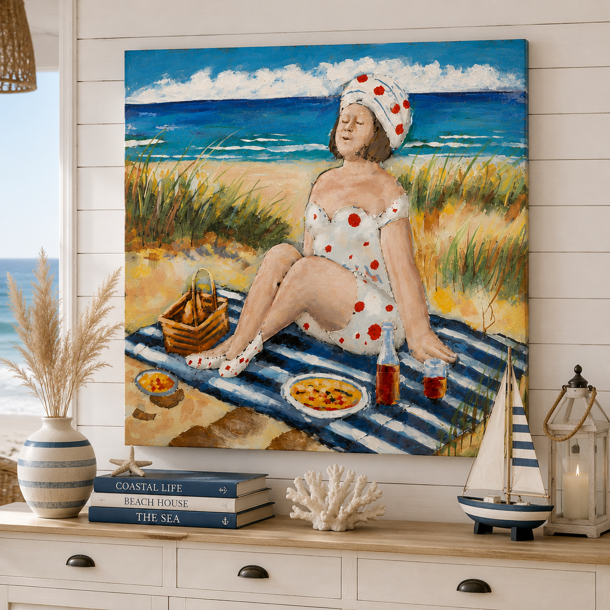 Wandbild Badedame Marisol Küstenmoment 60 cm Metall