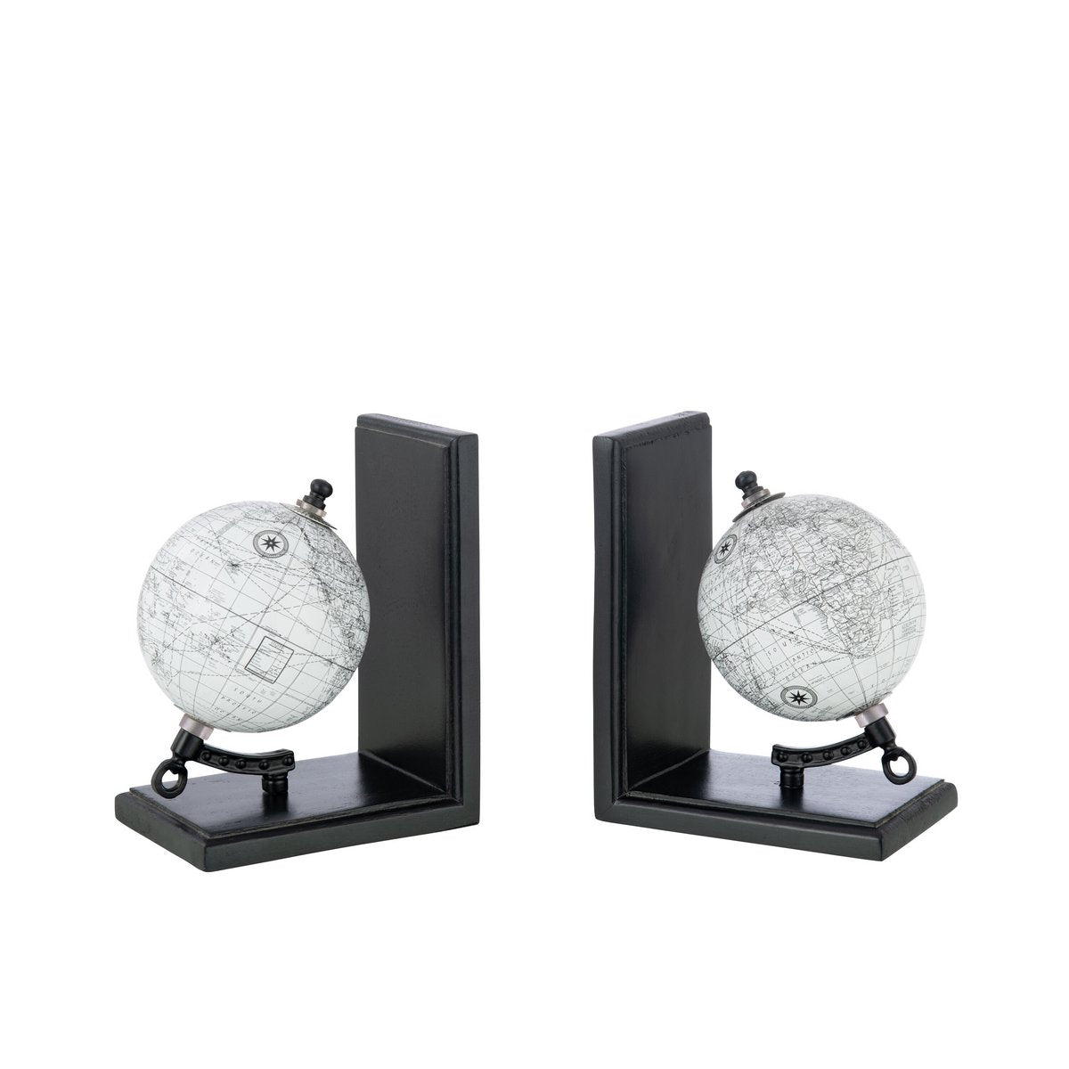Bücherstützen Set Weltkugel Grau-Schwarz – Stilvolle Deko für Ihr Bücherregal