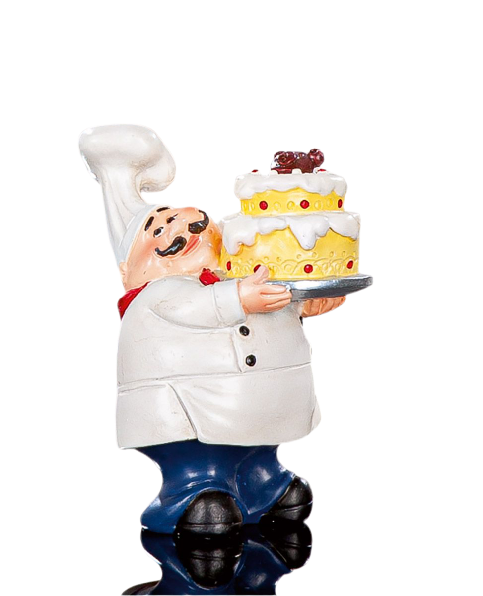Dekofigur Koch Paolo mit Torte – Charmante Küchenfigur für Genießer