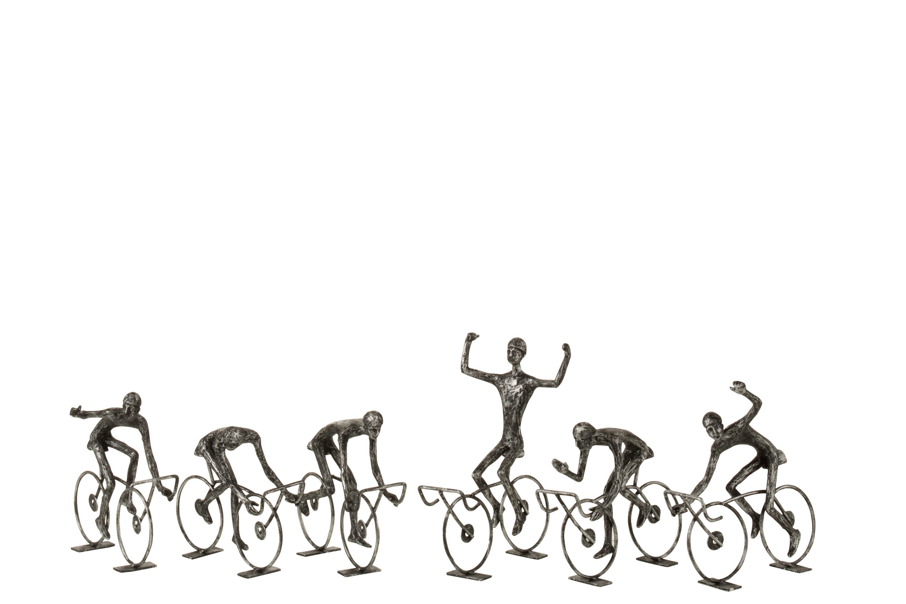 Abstrakte Radfahrer Skulpturen Set – 6er Set – Grau