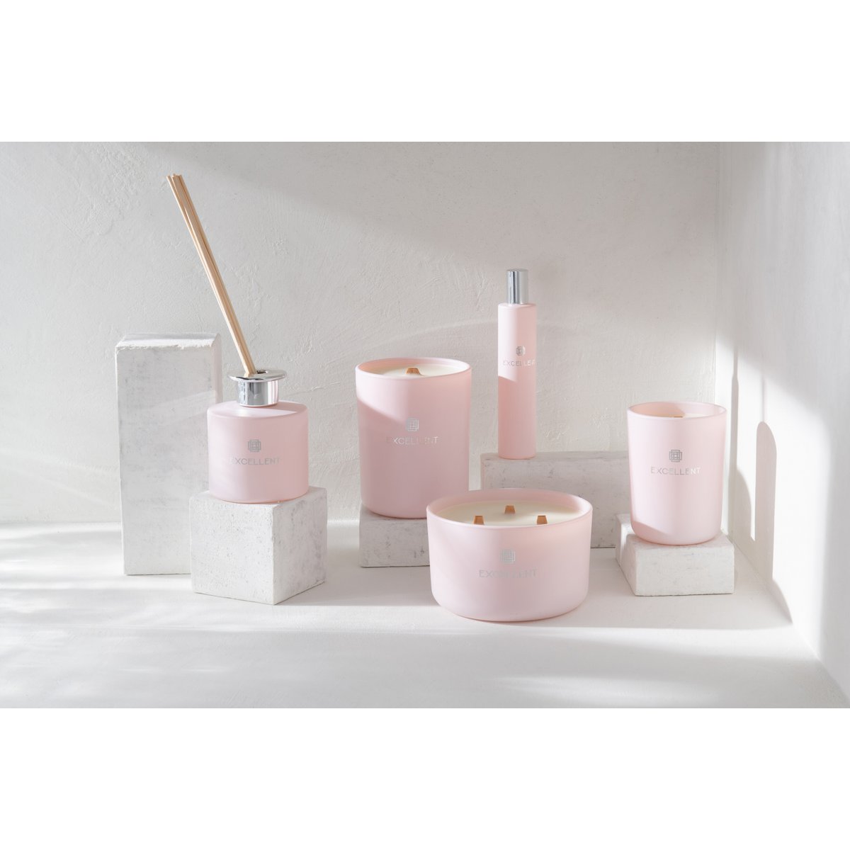 J -Line Duft Kerze ausgezeichnet - Rose Champagner - Glas - Pink - S - 50U