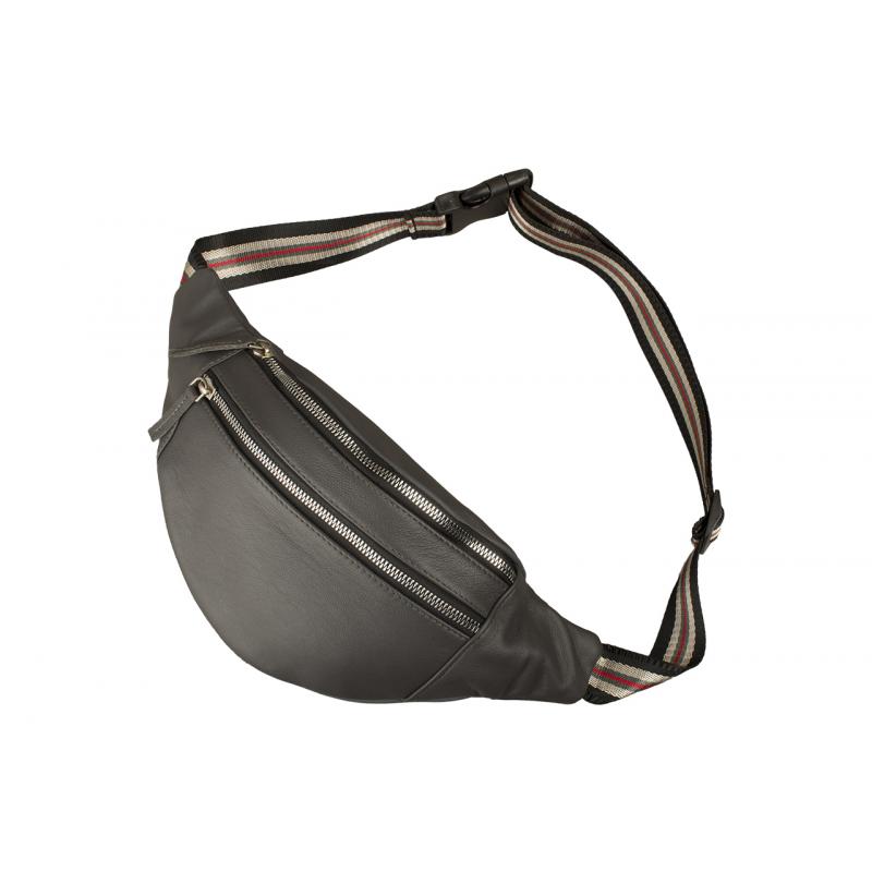 Urban Metal Bauchtasche Umhängetasche Grau Rindsleder