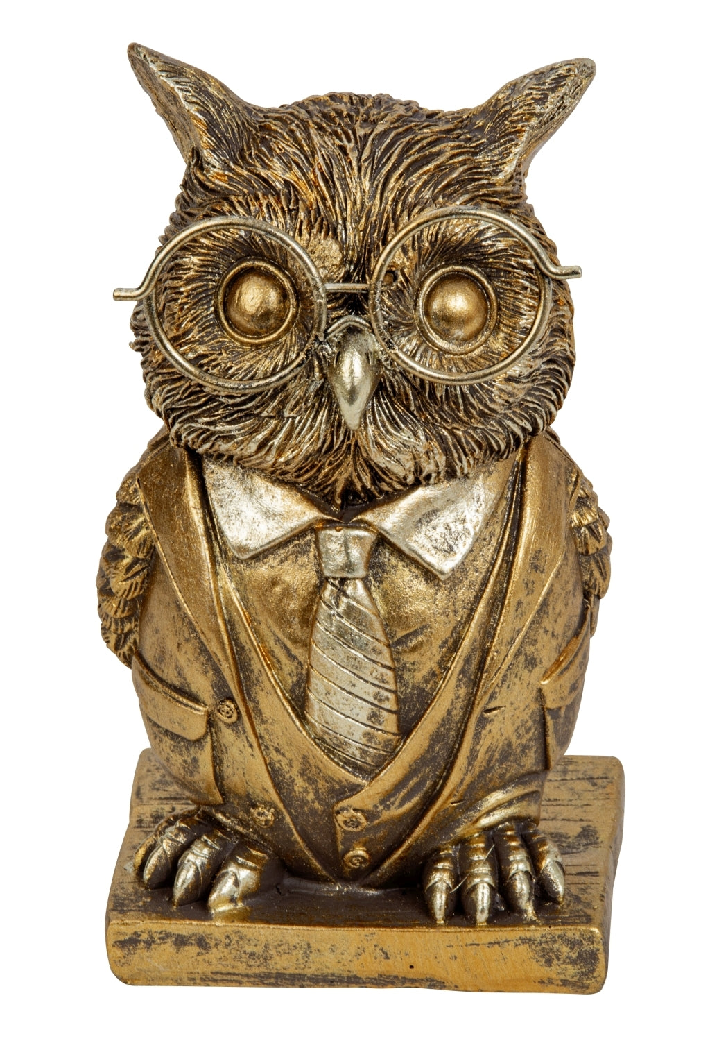 Dekofigur Eule Bravino Gold mit Brille