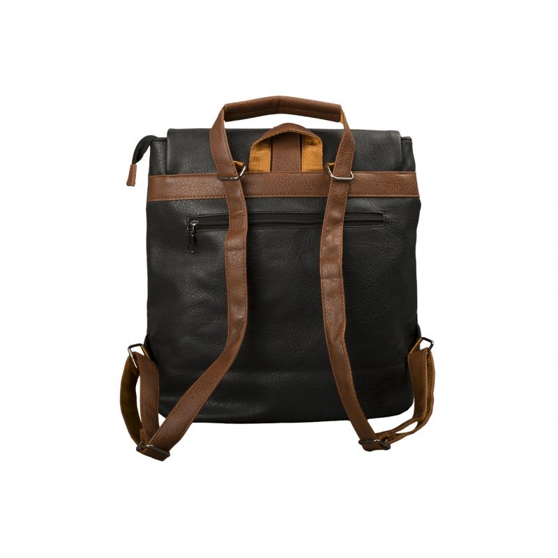 2-in-1 rugzaktas met klep – PU-leer in zwart of donkergroen