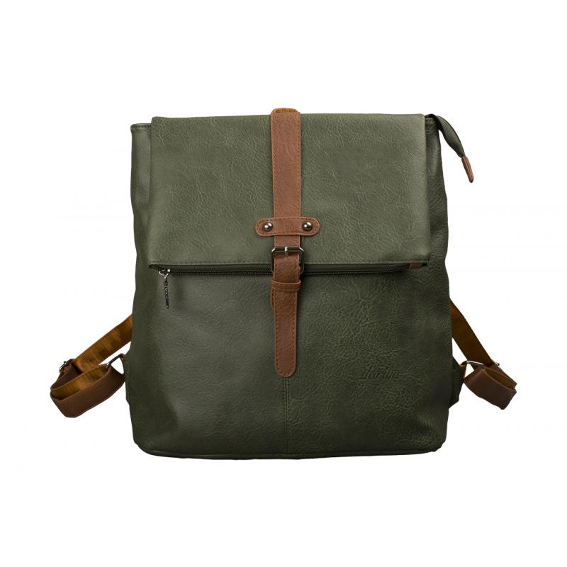 2-in-1 rugzaktas met klep – PU-leer in zwart of donkergroen