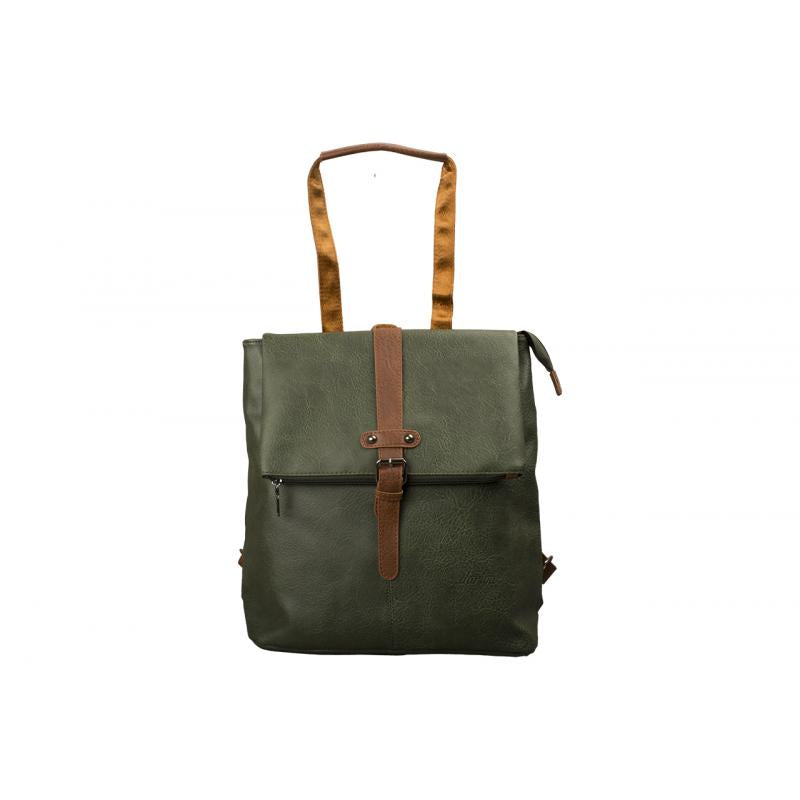 2-in-1 rugzaktas met klep – PU-leer in zwart of donkergroen