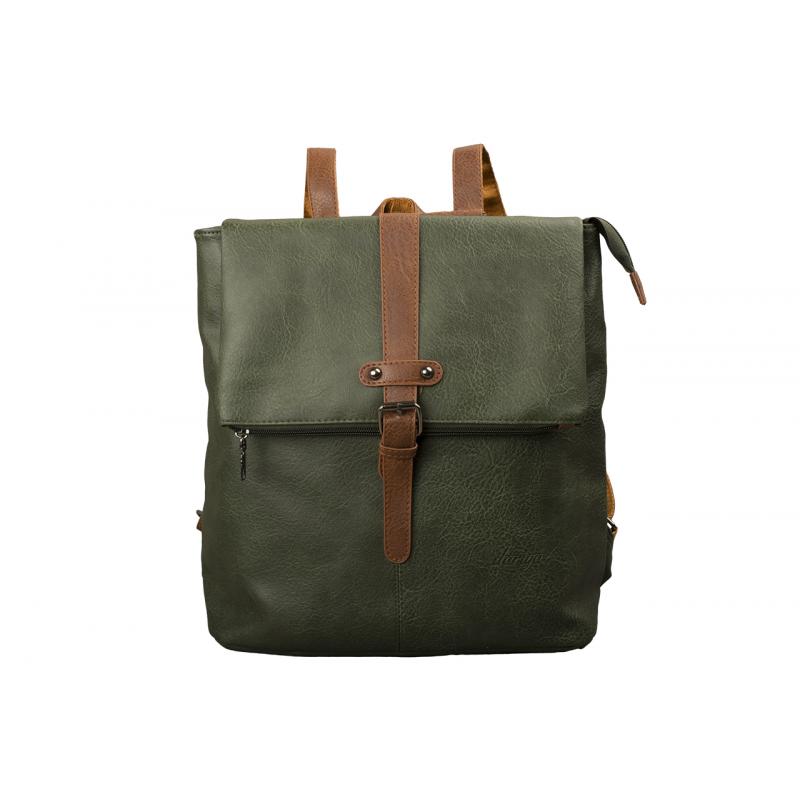 2-in-1 rugzaktas met klep – PU-leer in zwart of donkergroen