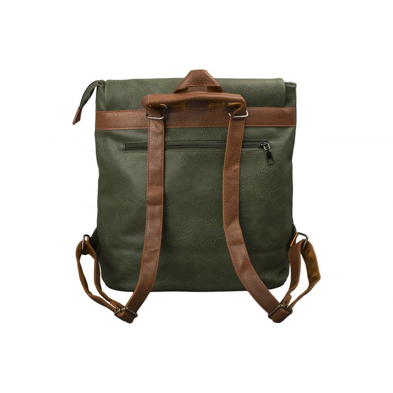 2-in-1 rugzaktas met klep – PU-leer in zwart of donkergroen