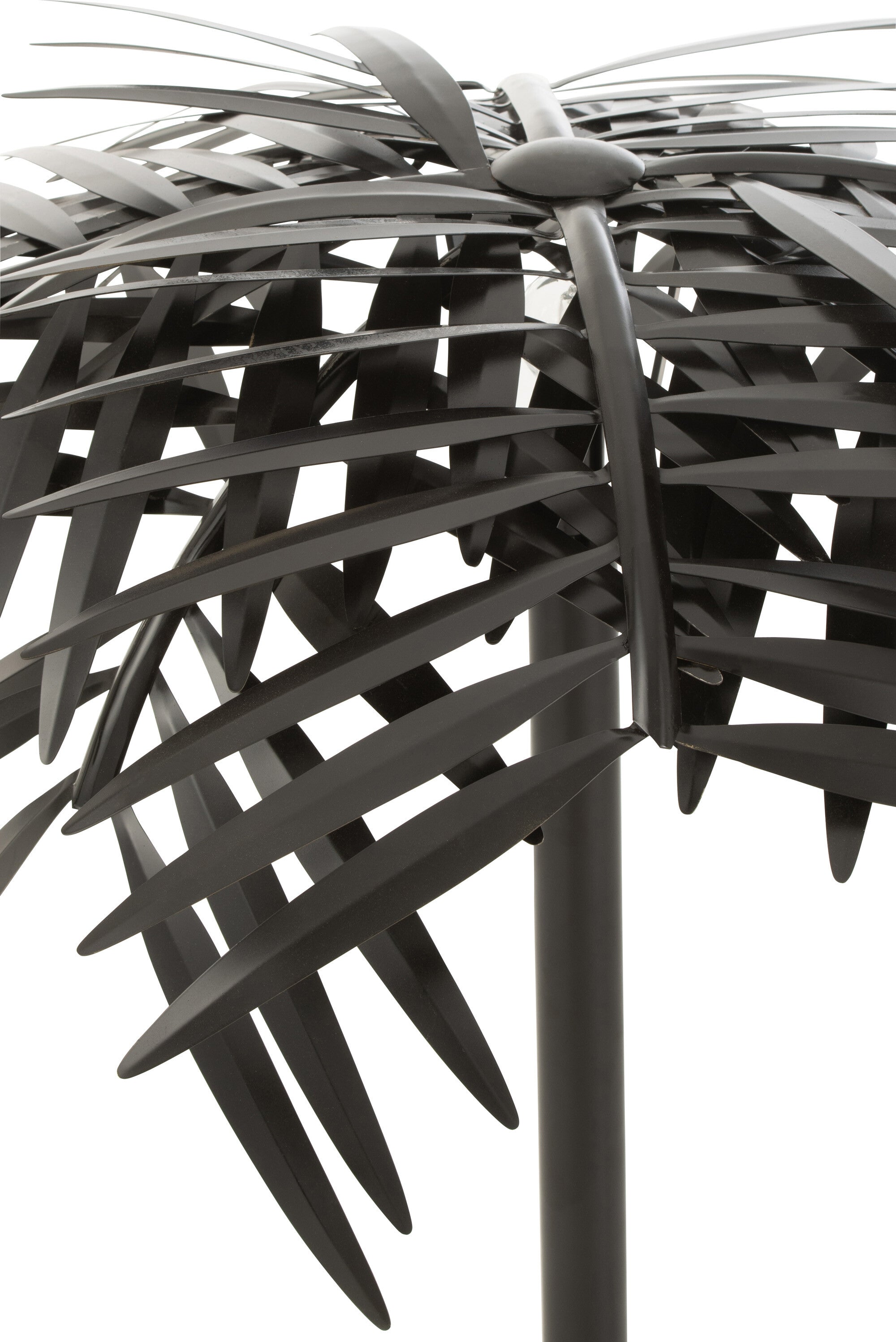 Exquisite Tischlampe im Palmblätter-Design – Schwarzmetallenes Kunstwerk für Ihr Zuhause