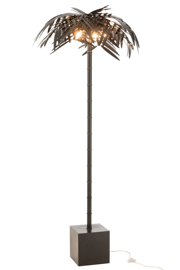 Elegante Stehlampe im Palmblätter Design aus Metall – Ein Statement in Schwarz