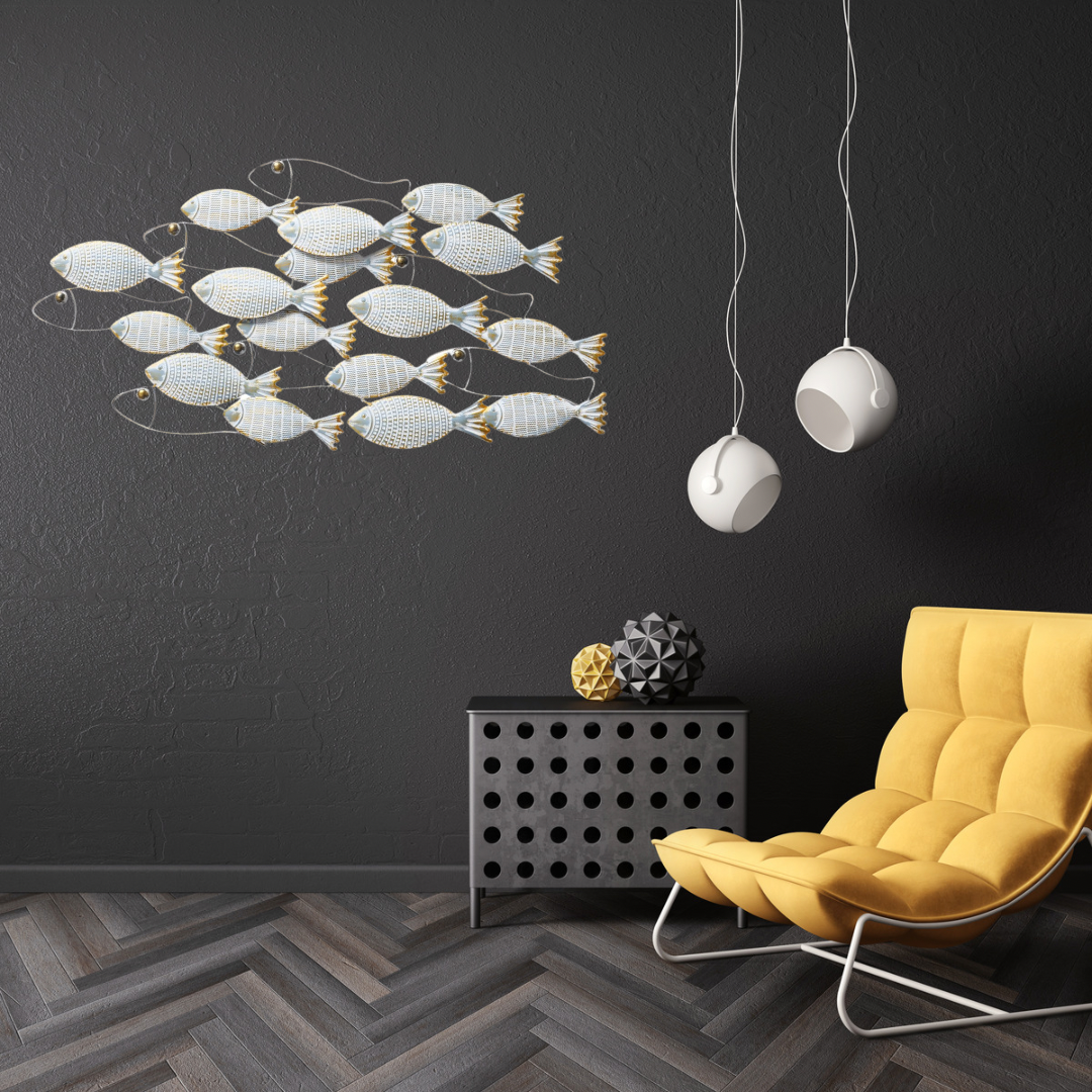 Wall object Pesce 2 - Maritime school of fish made of painted iron