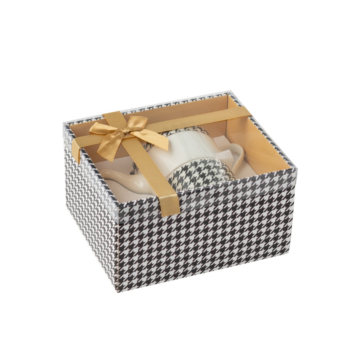 Teapot Houndstooth Porcelain White Black 320ml