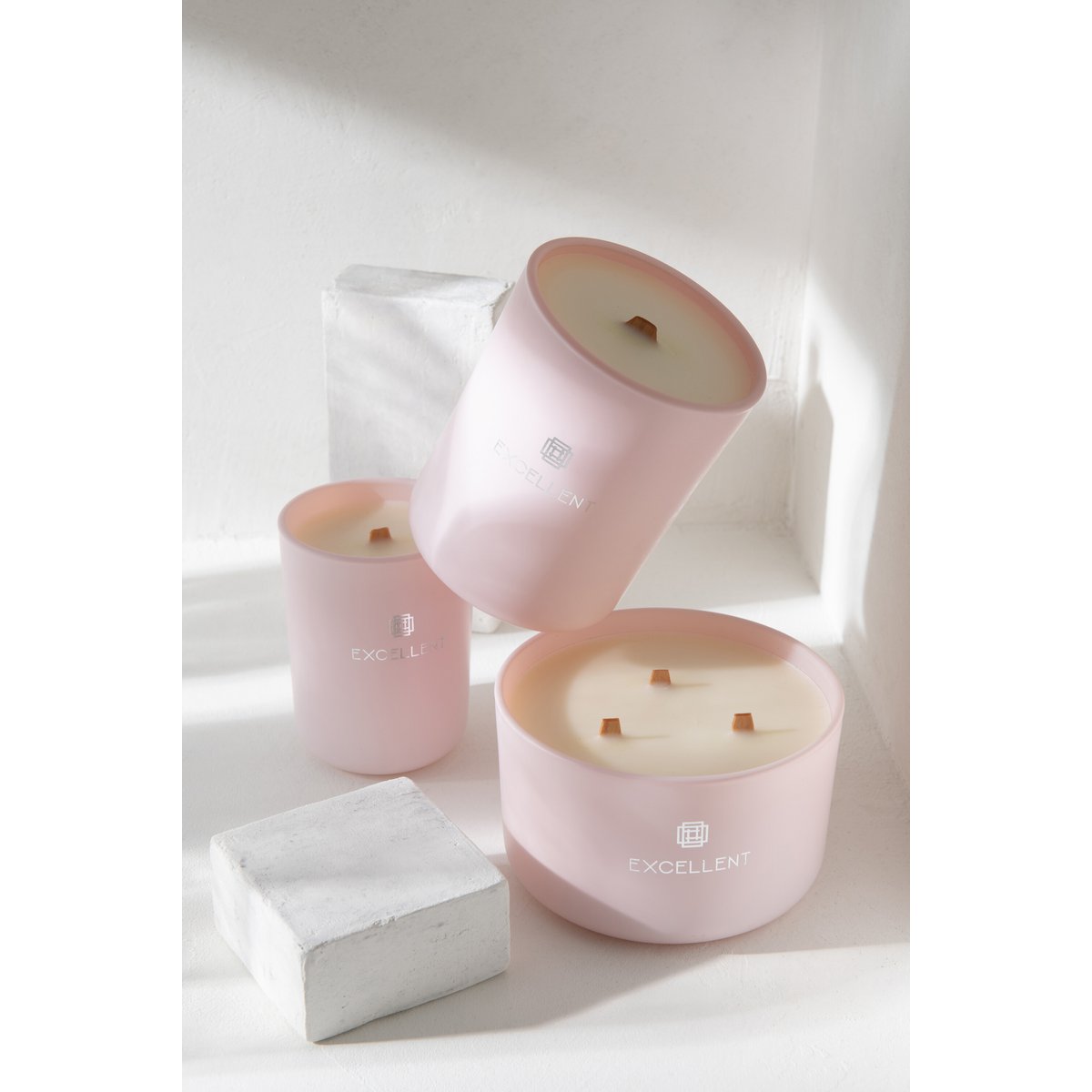 J -Line Duft Kerze ausgezeichnet - Rose Champagner - Glas - Pink - S - 50U