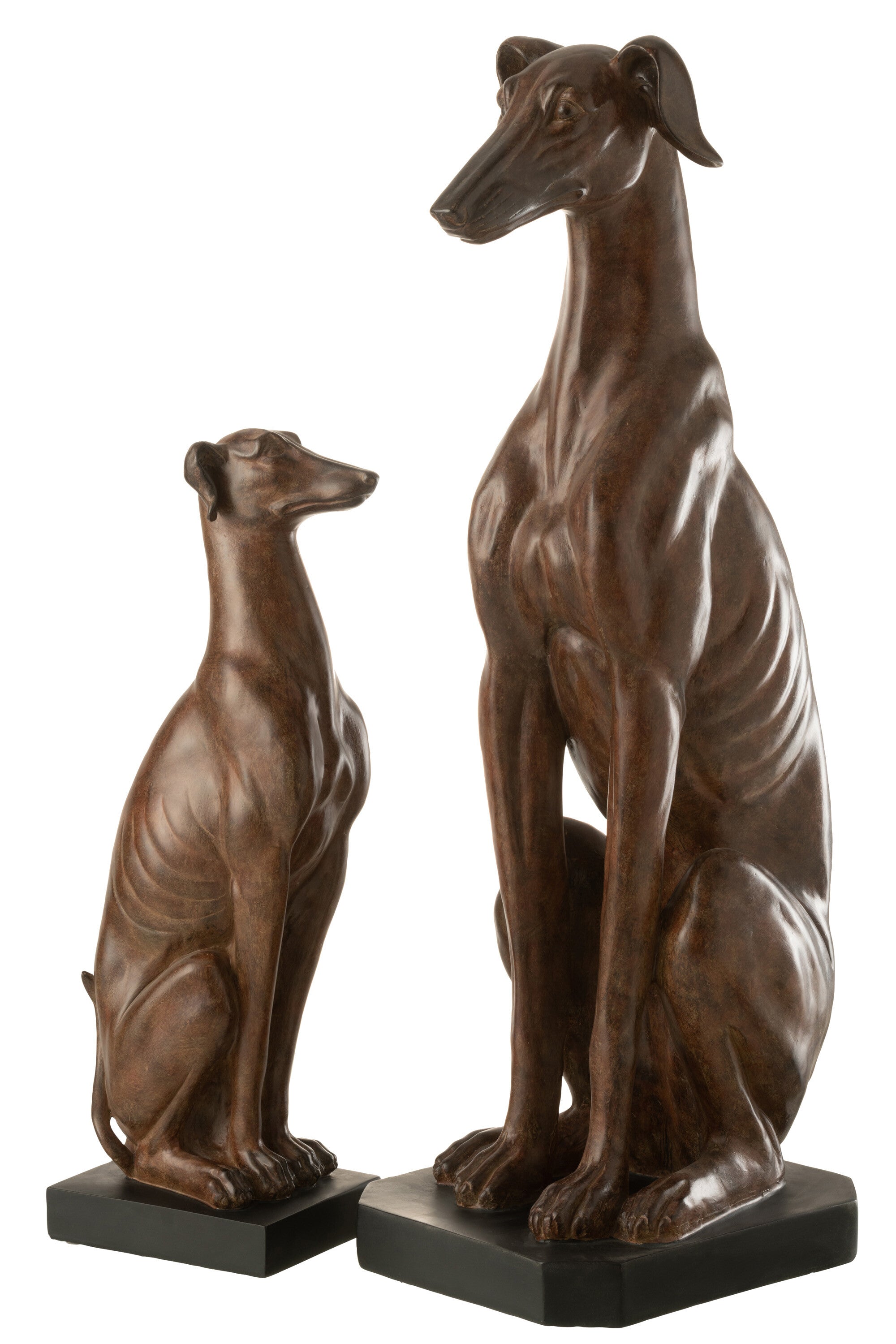 Realistische Windhund-Skulptur, Polyresin, Braun