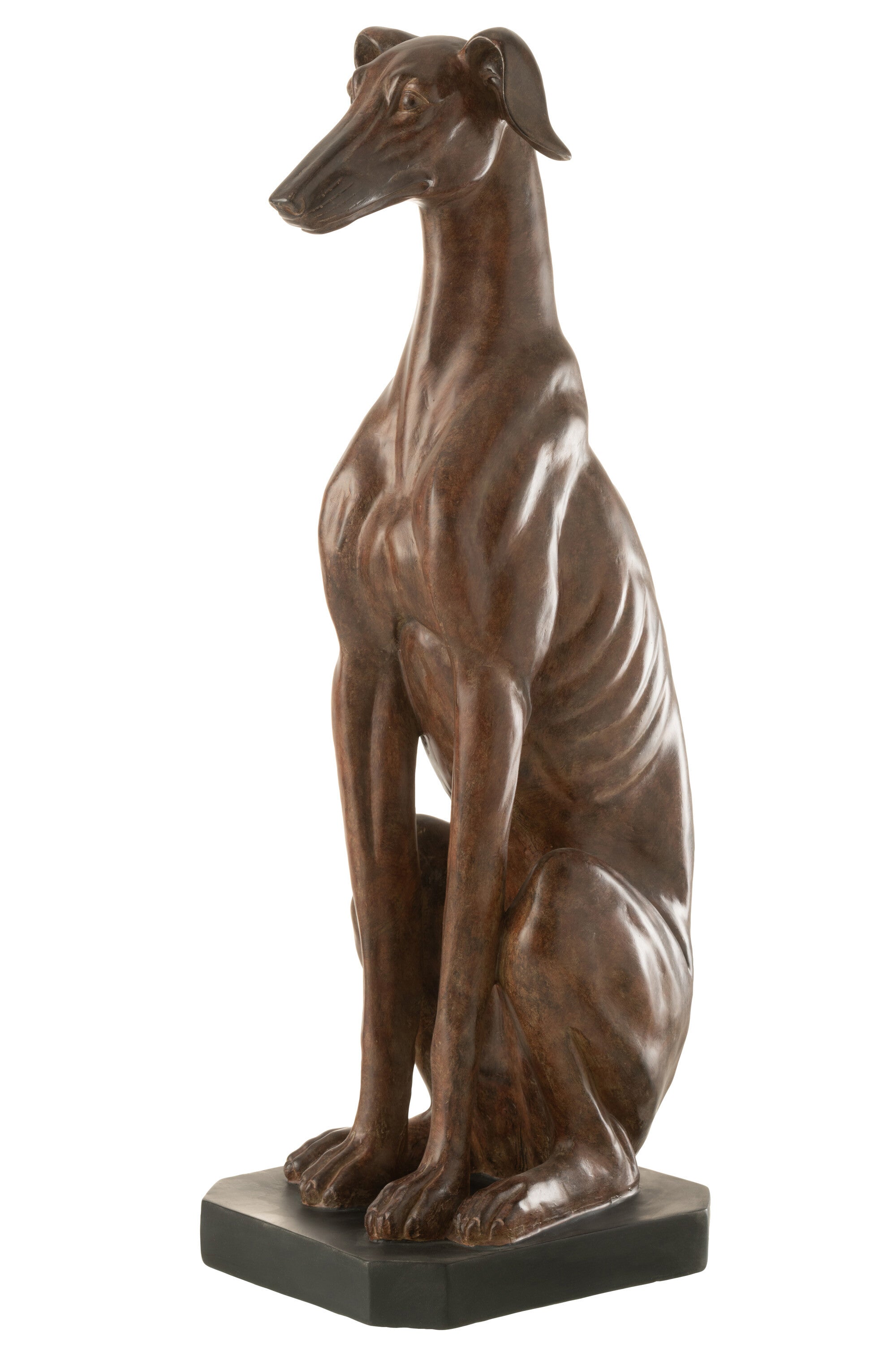 Realistische Windhund-Skulptur, Polyresin, Braun