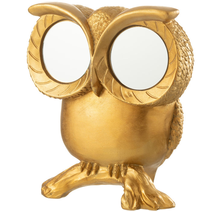 Money box owl with mirror eyes in brown antique or gold