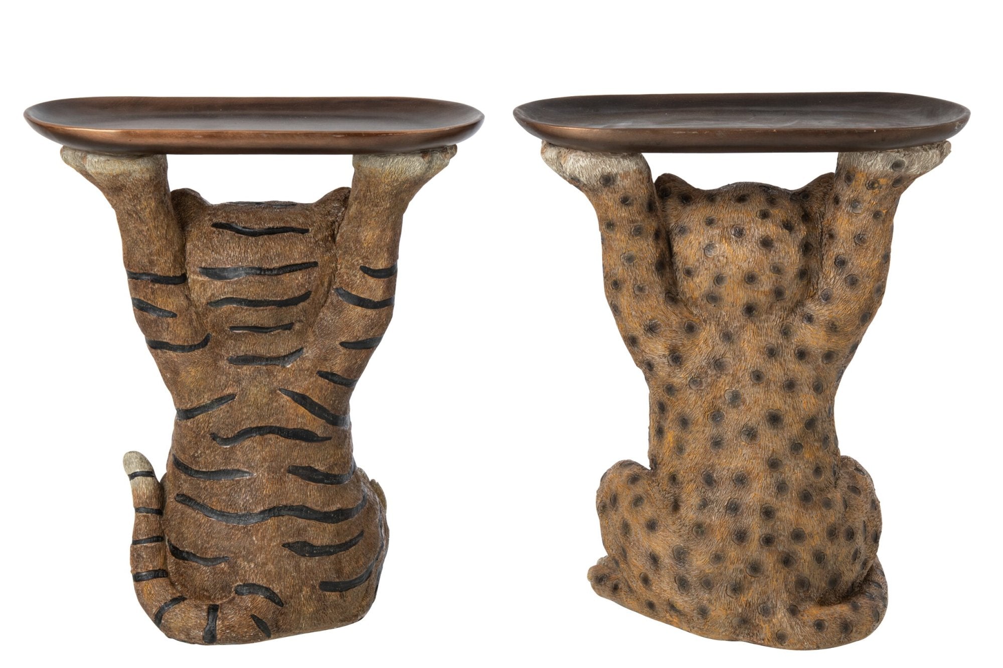 Deko Tier Beistelltisch Set Tiger und Leopard mit Ablage