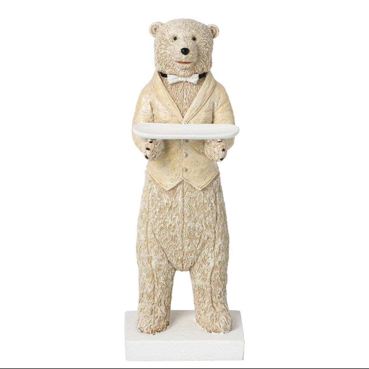 Deko Bär Kellner Bruno mit Tablett beige 30 cm