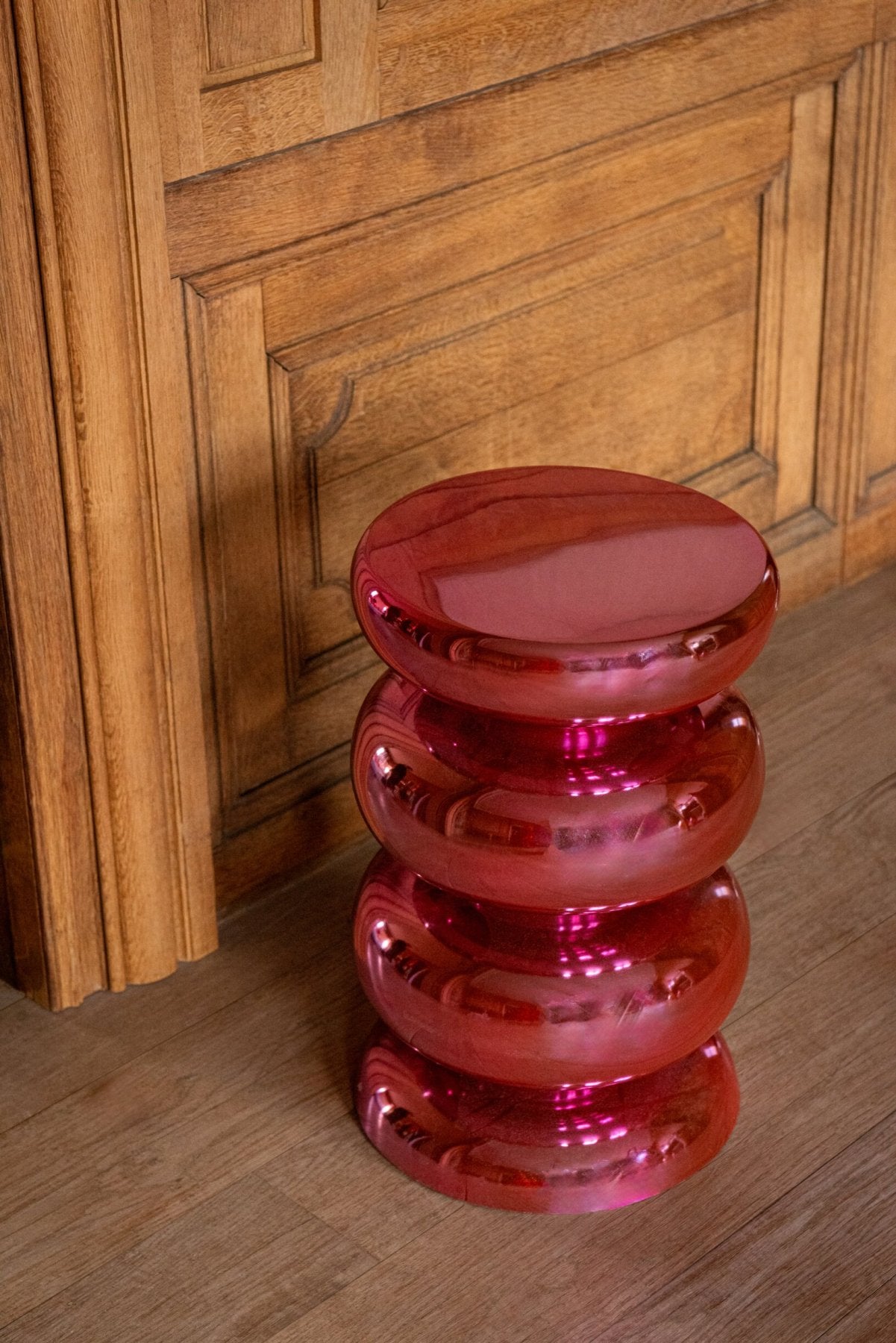 Hocker Nova Rund Metall Neonpink Glanz
